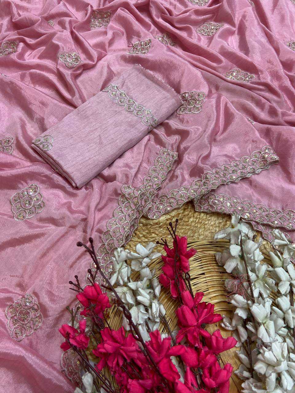 Ynf Chinon KESH514 144 Sarees Wholesale Fancy Sarees Sequins Work Saree Manufacturer