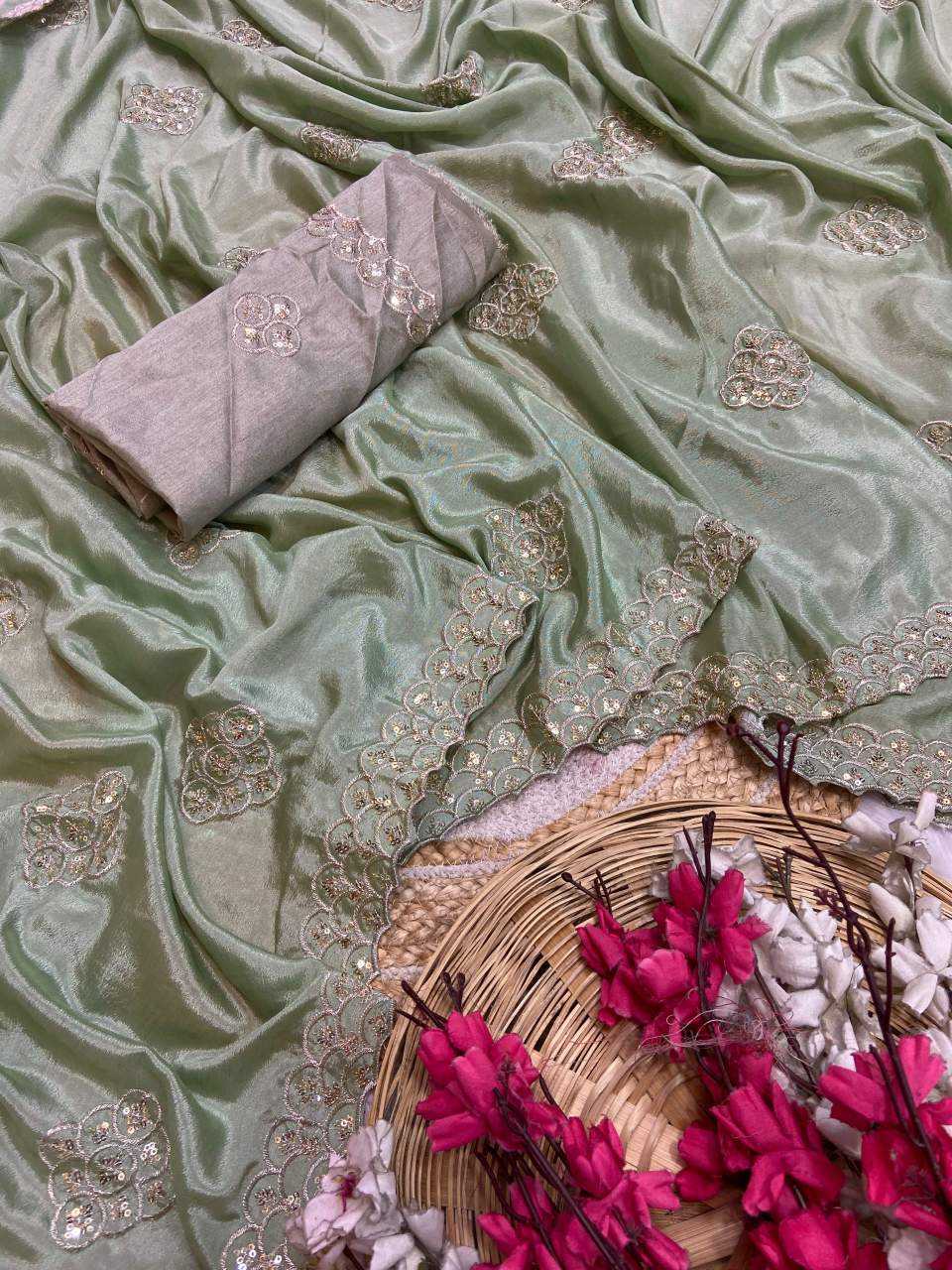 Ynf Chinon KESH514 144 Sarees Wholesale Fancy Sarees Sequins Work Saree Manufacturer