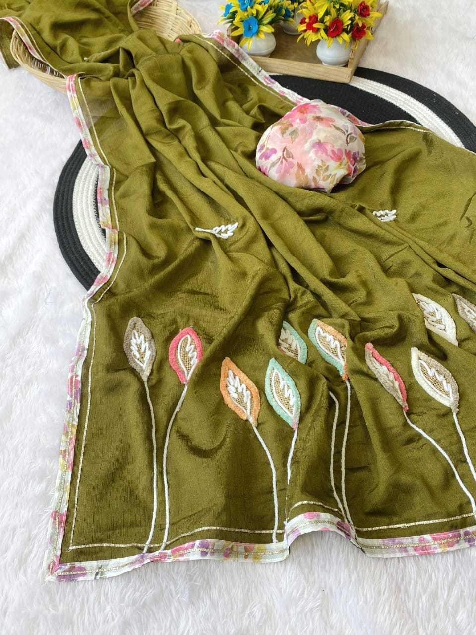 Ynf Chinon KESH514 146 Sarees Wholesale Party Wear Sarees Hand Work Sarees Manufacturer