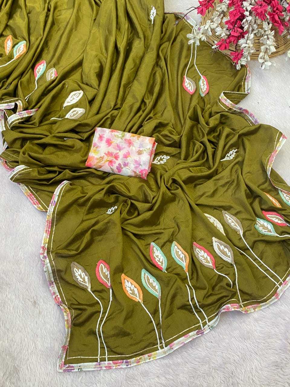 Ynf Chinon KESH514 146 Sarees Wholesale Party Wear Sarees Hand Work Sarees Manufacturer