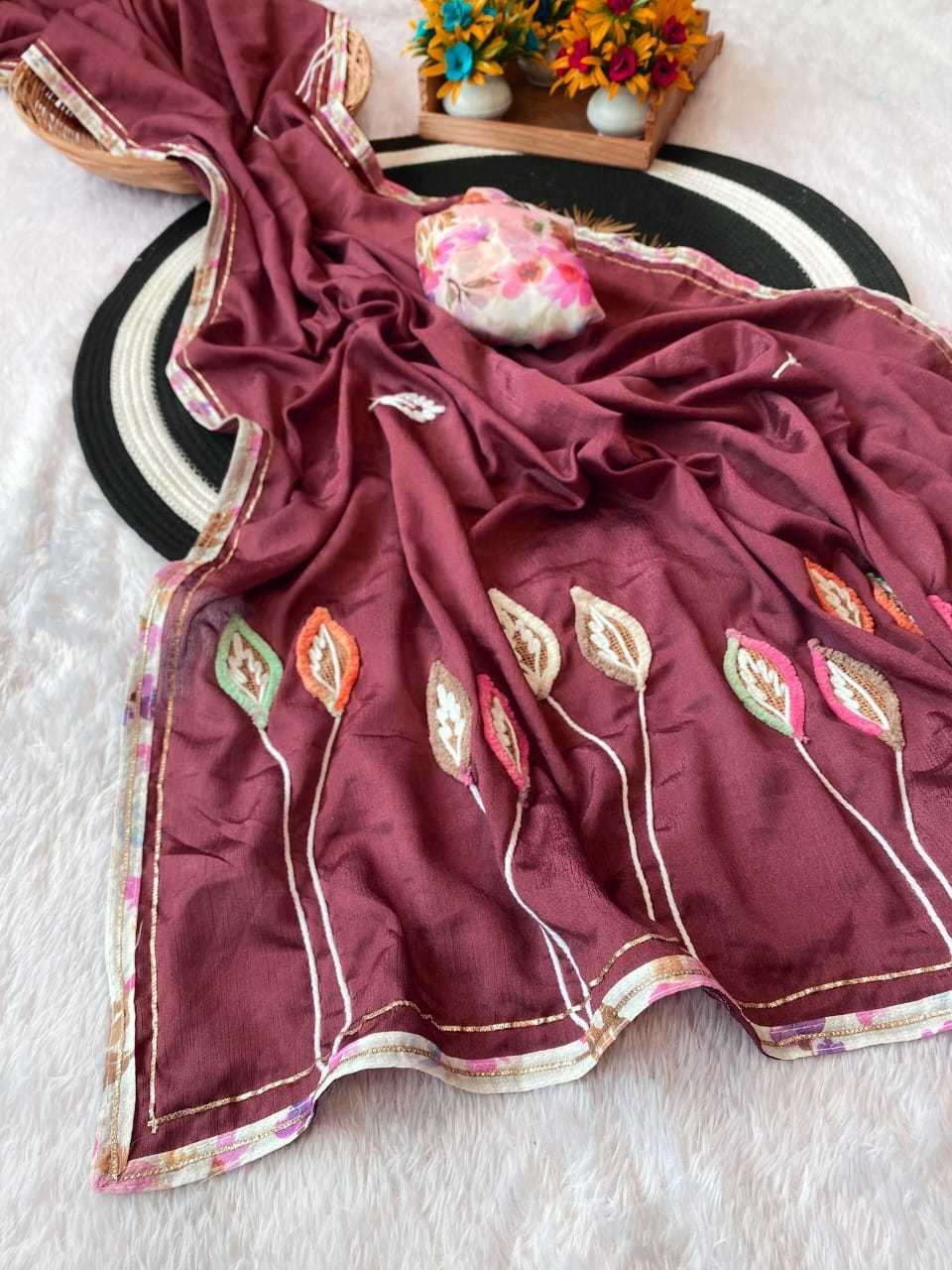 Ynf Chinon KESH514 146 Sarees Wholesale Party Wear Sarees Hand Work Sarees Manufacturer