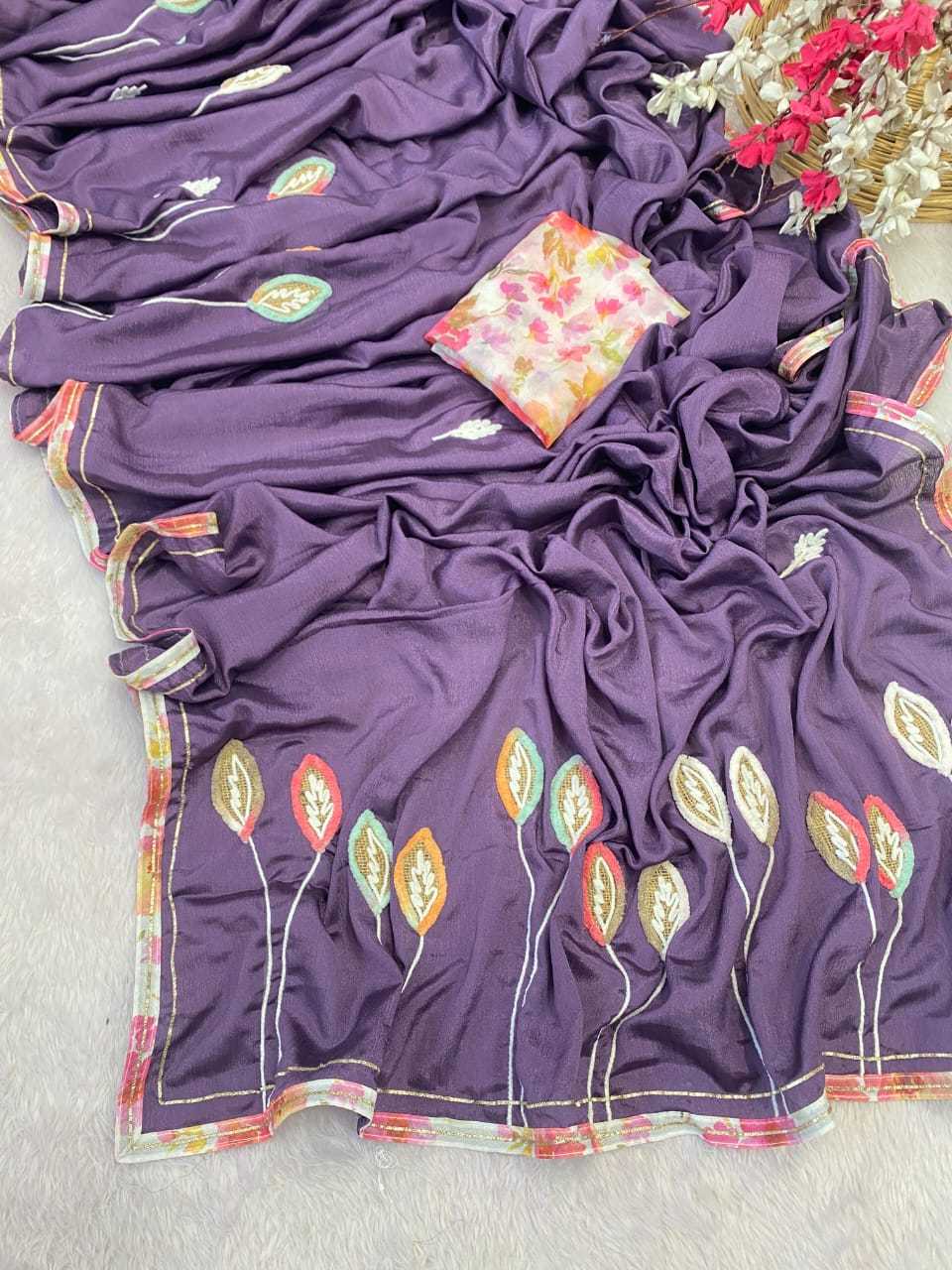Ynf Chinon KESH514 146 Sarees Wholesale Party Wear Sarees Hand Work Sarees Manufacturer