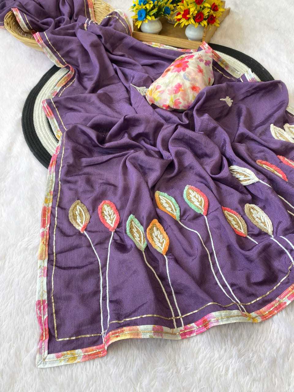 Ynf Chinon KESH514 146 Sarees Wholesale Party Wear Sarees Hand Work Sarees Manufacturer