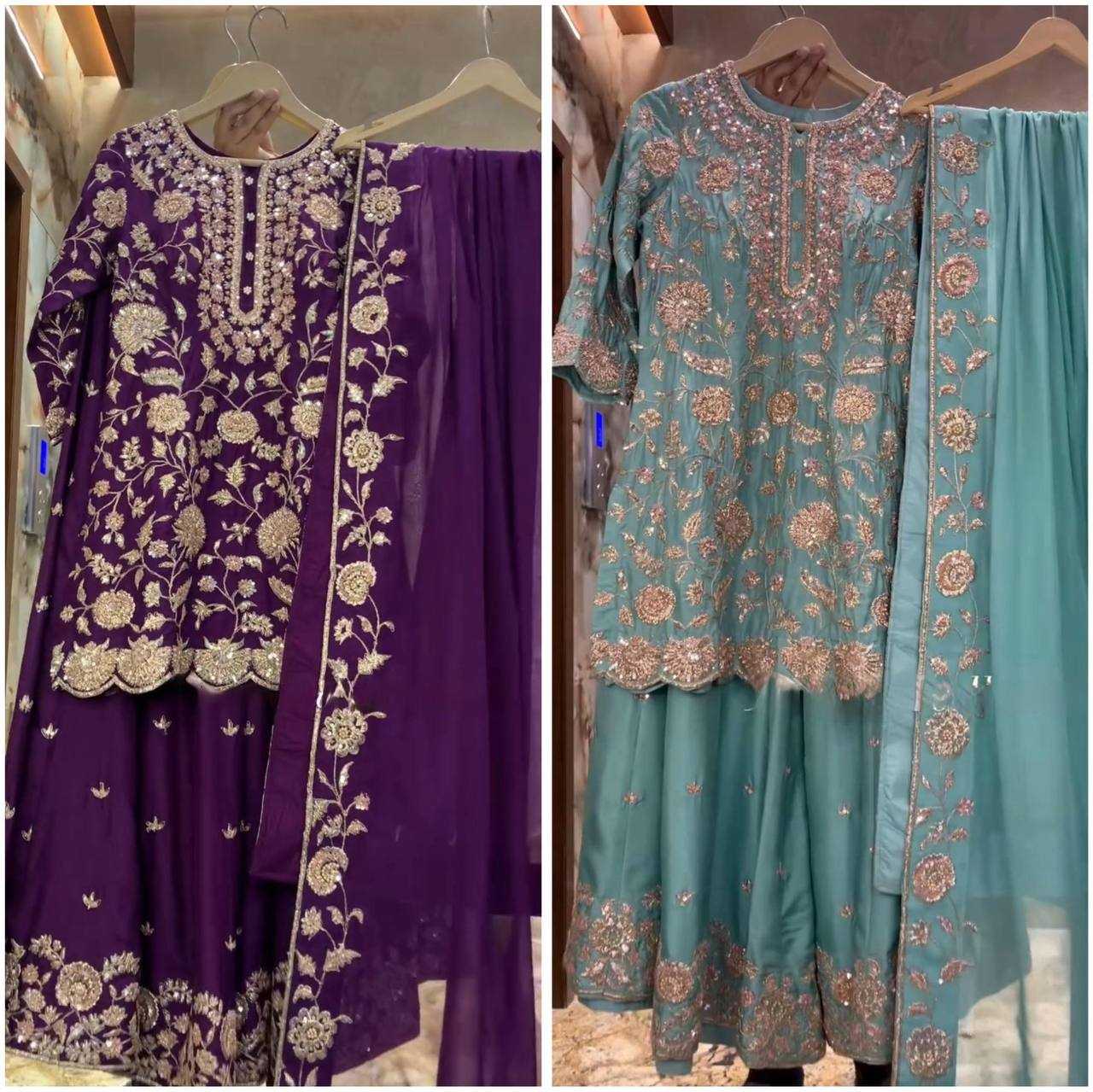 Ynf Chinon RIN141 1940 Suits & Dresses Wholesale Sharara Salwar Suits Embroidery Suits Party wear suits Manufacturer