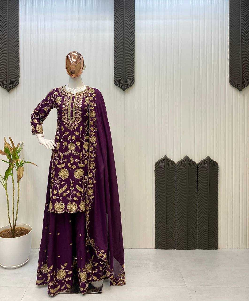 Ynf Chinon RIN141 1940 Suits & Dresses Wholesale Sharara Salwar Suits Embroidery Suits Party wear suits Manufacturer