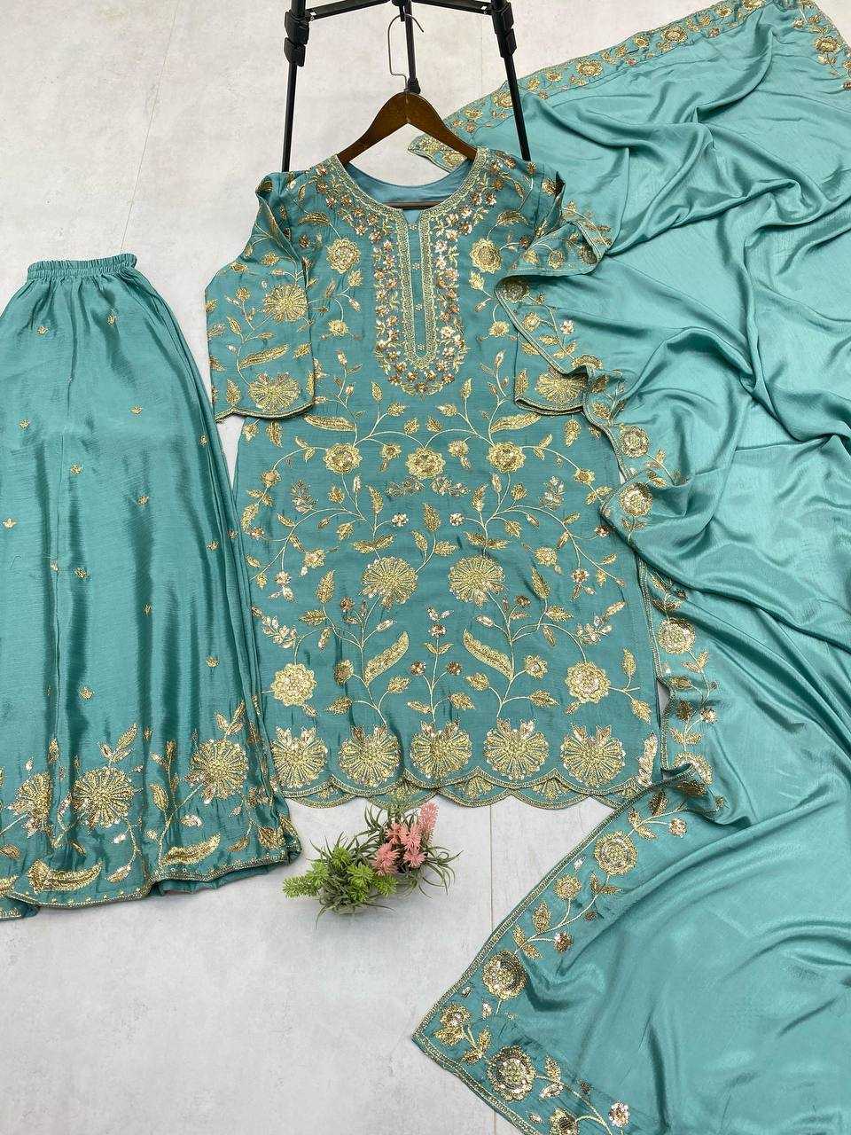 Ynf Chinon RIN141 1940 Suits & Dresses Wholesale Sharara Salwar Suits Embroidery Suits Party wear suits Manufacturer