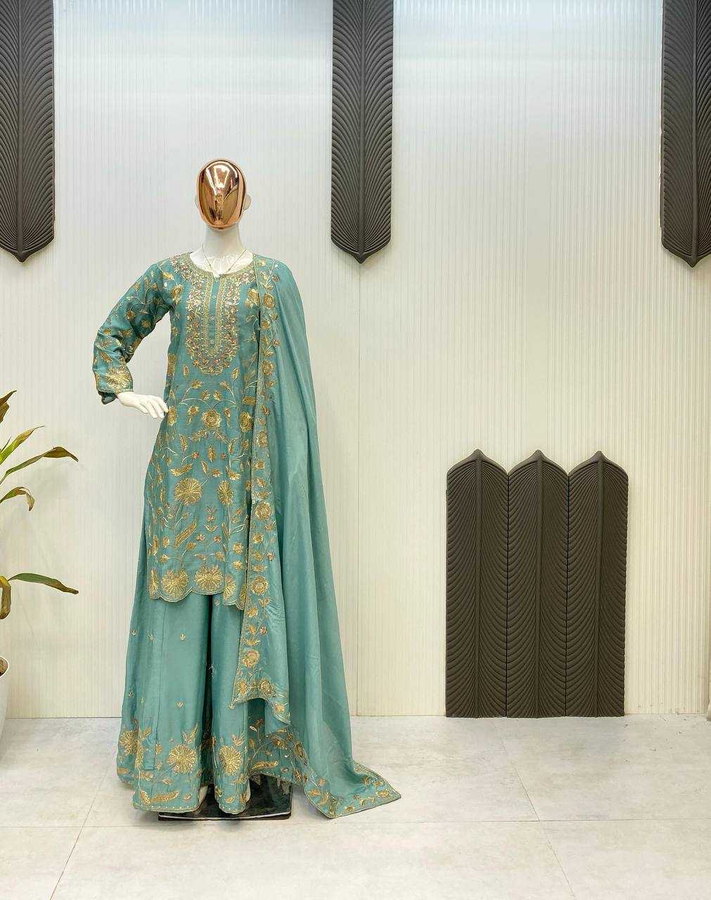 Ynf Chinon RIN141 1940 Suits & Dresses Wholesale Sharara Salwar Suits Embroidery Suits Party wear suits Manufacturer