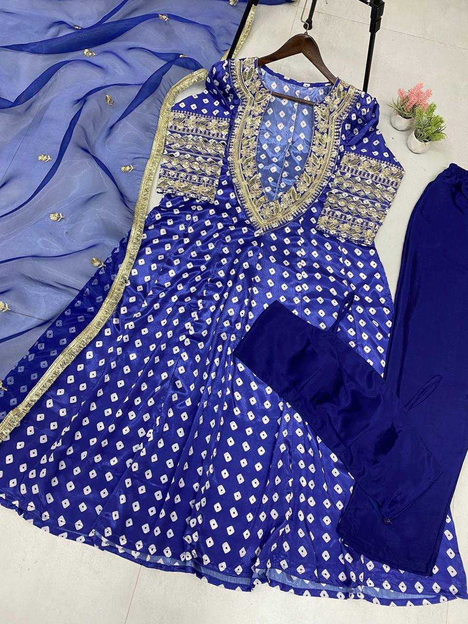 Ynf Chinon RIN141 1957 Suits & Dresses Western Wears Festive Collections Wholesale Indo Western Dresses Printed Dresses Embroidered Dresses Manufacturer
