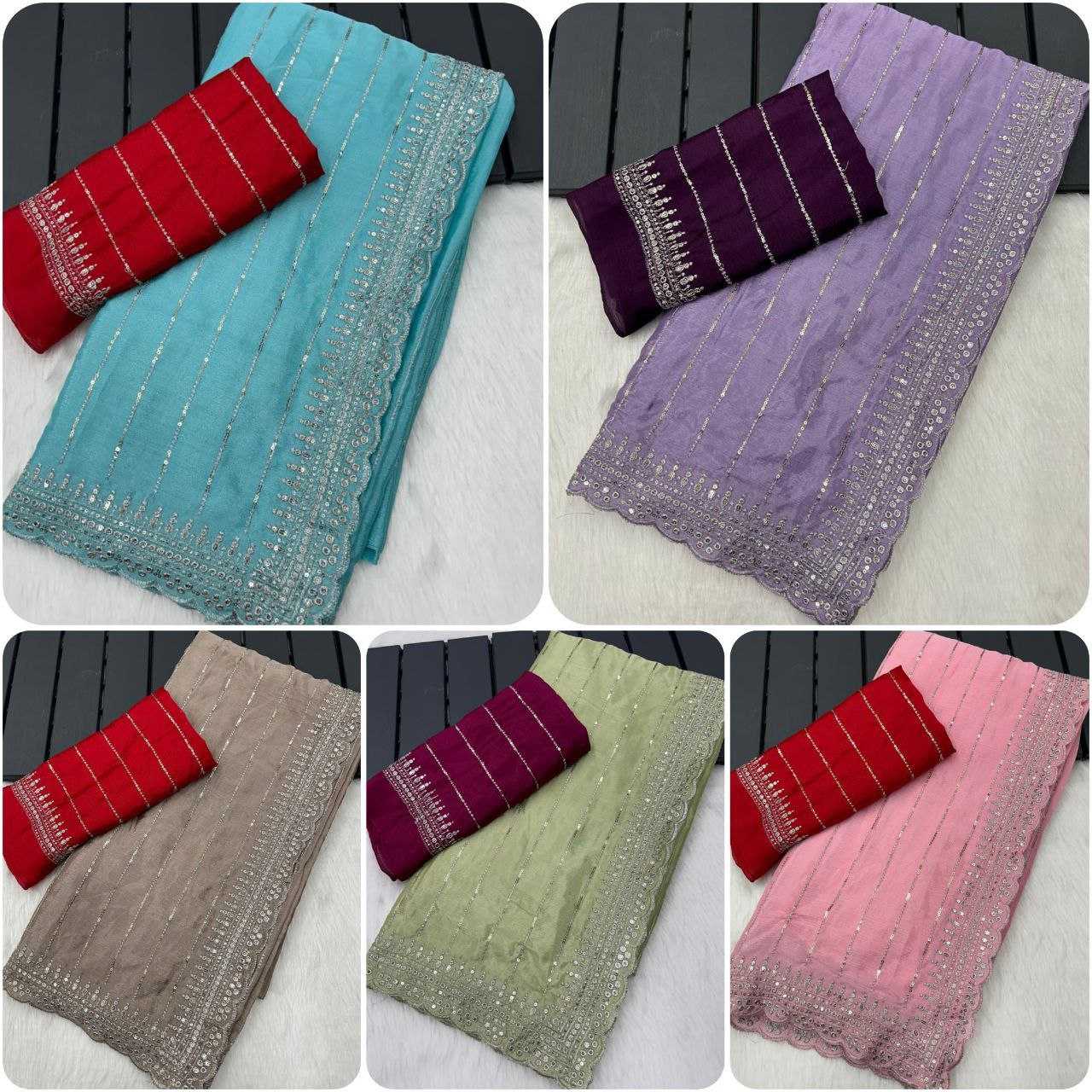 Ynf Chinon RIN216 Maitri Sarees Wholesale Party Wear Sarees Fancy Sarees Embroidered Sarees Manufacturer