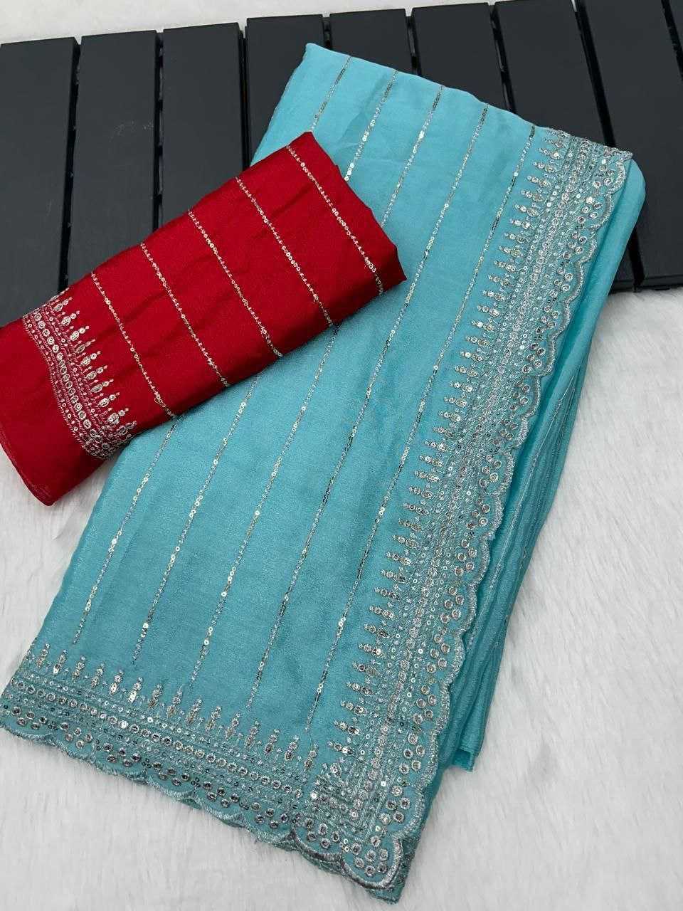 Ynf Chinon RIN216 Maitri Sarees Wholesale Party Wear Sarees Fancy Sarees Embroidered Sarees Manufacturer