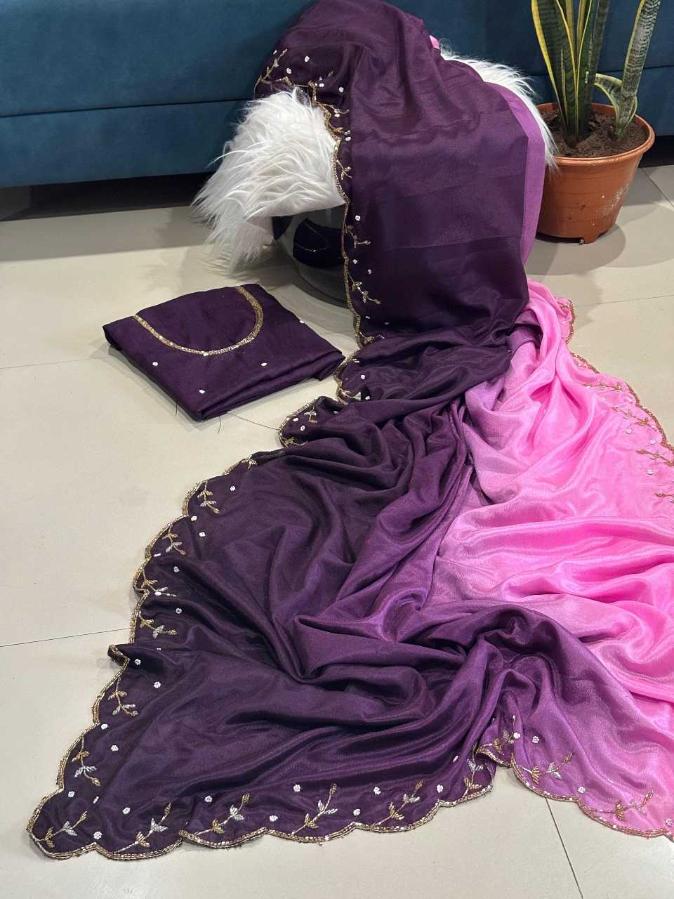 Ynf Chinon RIN222 Vira Sarees Wedding Collections Festive Collections Wholesale Designer Sarees Hand Work Sarees Cutwork Saree Manufacturer