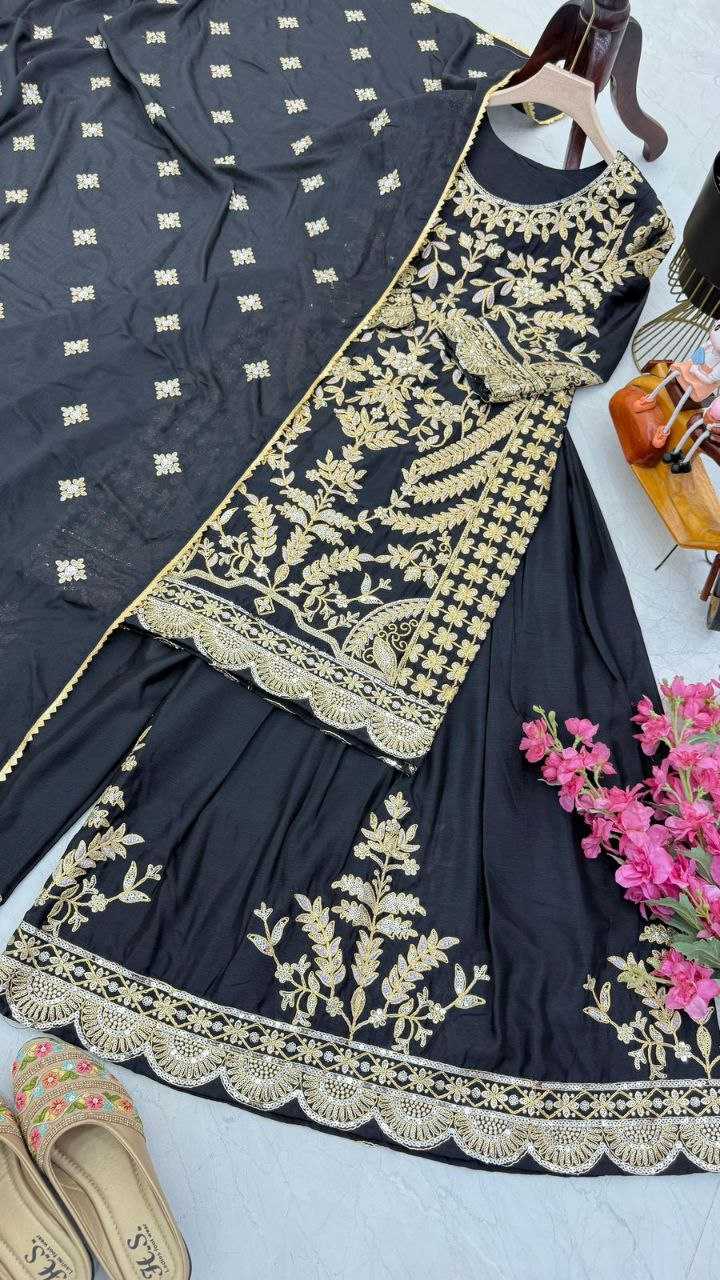 Ynf Chinon Silk KESH158 10091 Suits & Dresses Wedding Collections Festive Collections Wholesale Sharara Salwar Suits Embroidery Suits Ladies Silk Suit Manufacturer