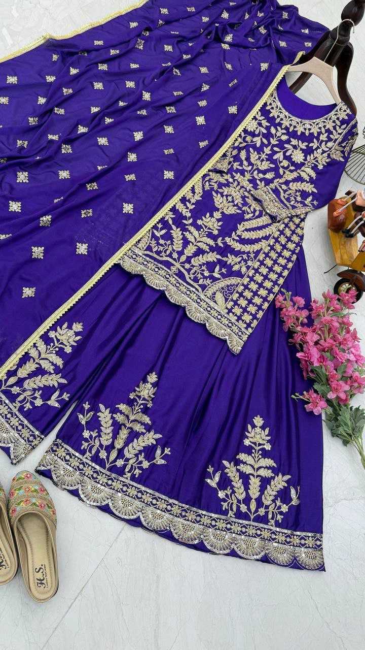 Ynf Chinon Silk KESH158 10091 Suits & Dresses Wedding Collections Festive Collections Wholesale Sharara Salwar Suits Embroidery Suits Ladies Silk Suit Manufacturer