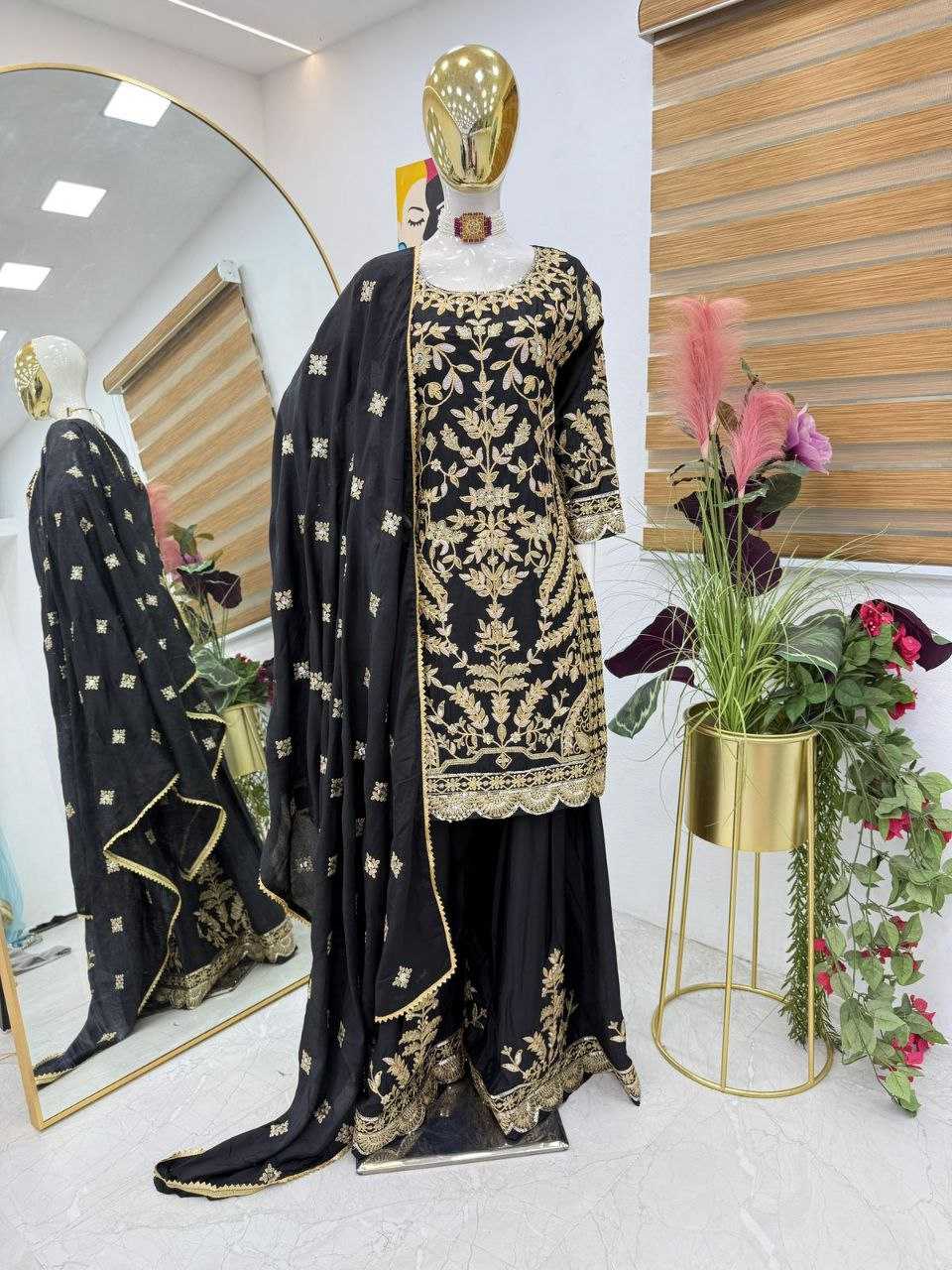 Ynf Chinon Silk KESH158 10091 Suits & Dresses Wedding Collections Festive Collections Wholesale Sharara Salwar Suits Embroidery Suits Ladies Silk Suit Manufacturer