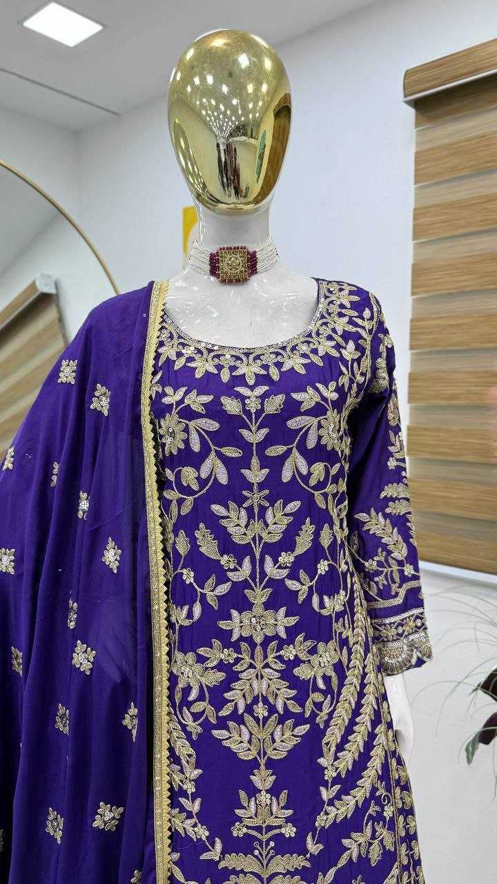 Ynf Chinon Silk KESH158 10091 Suits & Dresses Wedding Collections Festive Collections Wholesale Sharara Salwar Suits Embroidery Suits Ladies Silk Suit Manufacturer