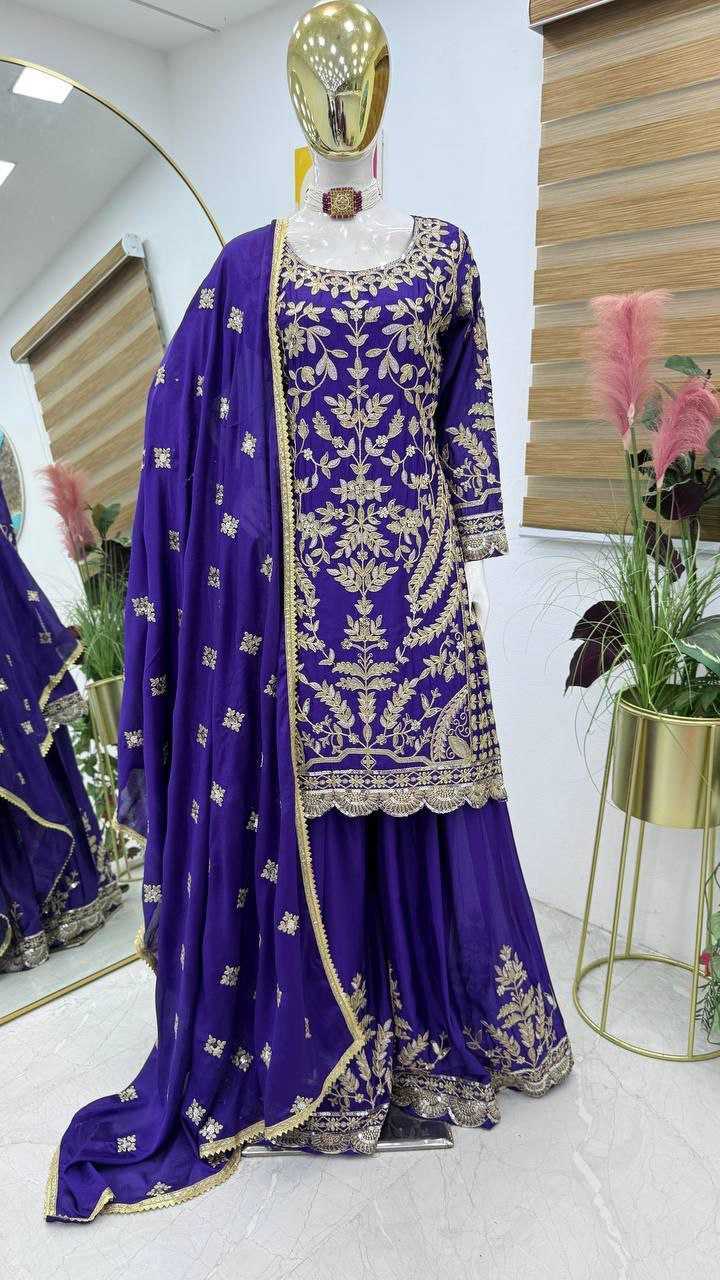 Ynf Chinon Silk KESH158 10091 Suits & Dresses Wedding Collections Festive Collections Wholesale Sharara Salwar Suits Embroidery Suits Ladies Silk Suit Manufacturer