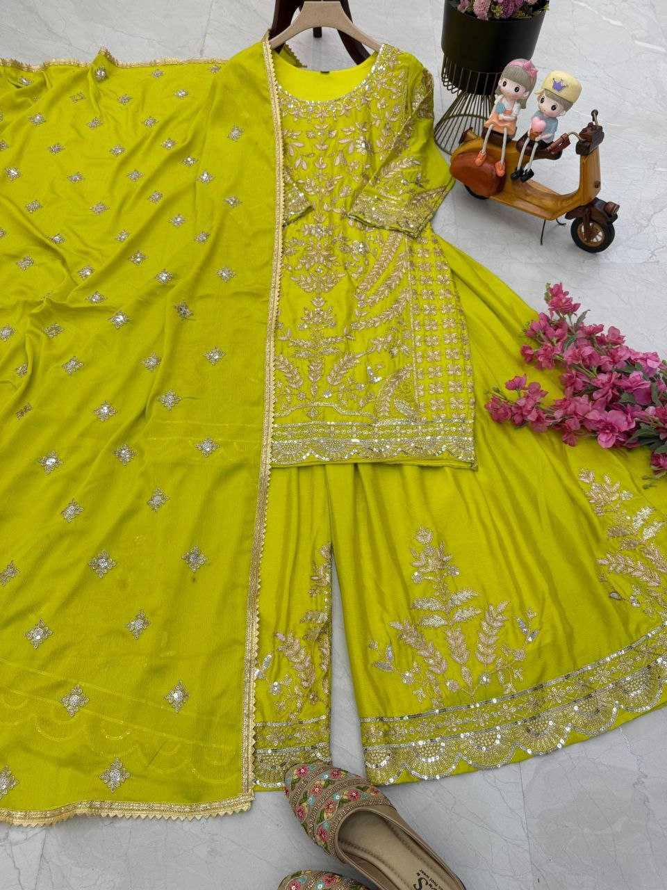 Ynf Chinon Silk KESH158 10091 Suits & Dresses Wedding Collections Festive Collections Wholesale Sharara Salwar Suits Embroidery Suits Ladies Silk Suit Manufacturer