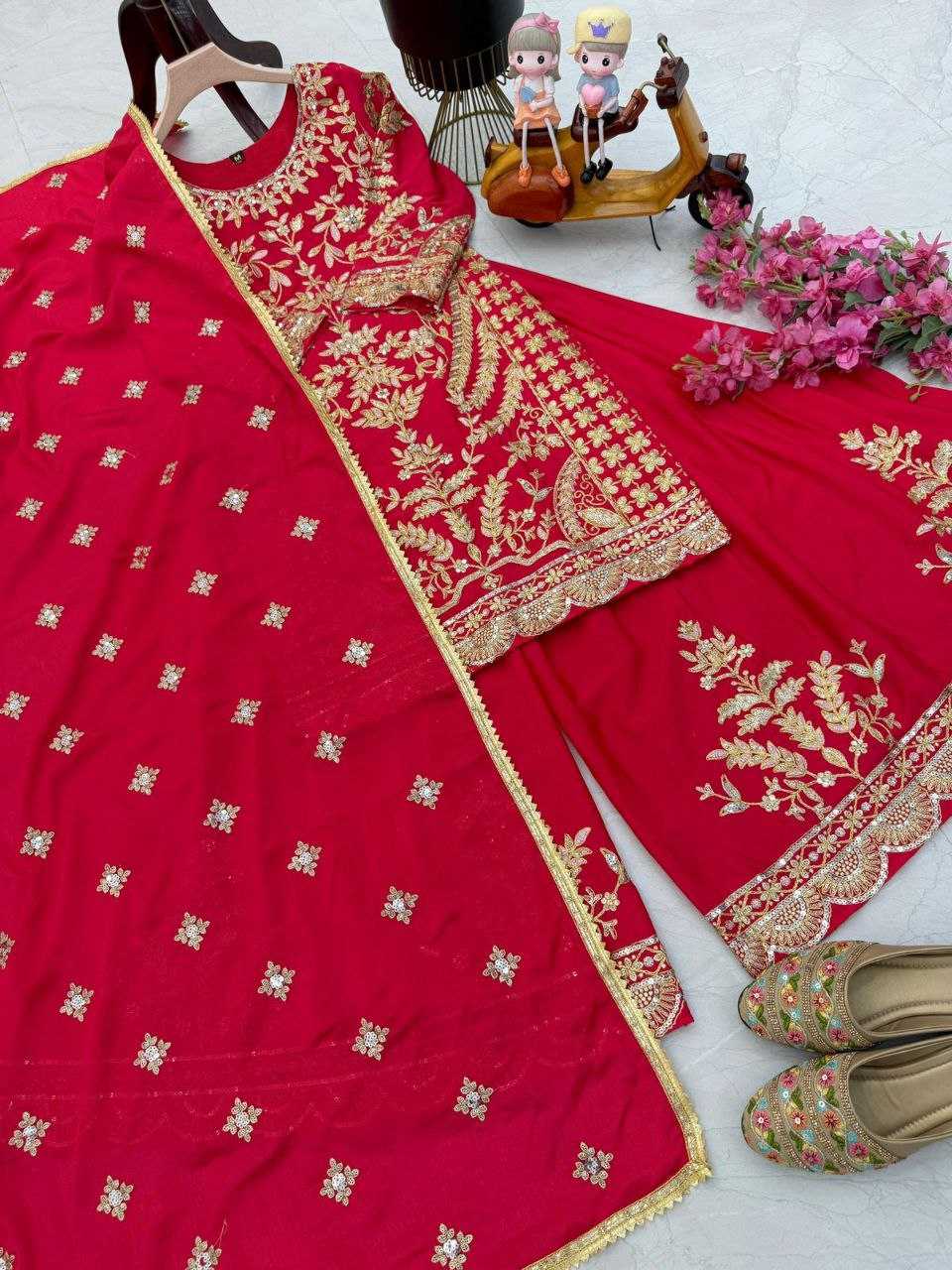 Ynf Chinon Silk KESH158 10091 Suits & Dresses Wedding Collections Festive Collections Wholesale Sharara Salwar Suits Embroidery Suits Ladies Silk Suit Manufacturer