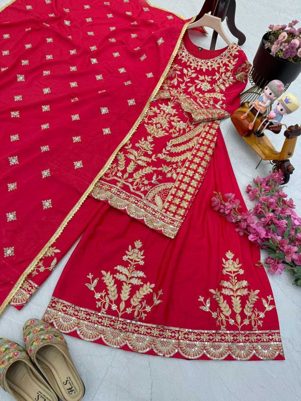 Ynf Chinon Silk KESH158 10091 Suits & Dresses Wedding Collections Festive Collections Wholesale Sharara Salwar Suits Embroidery Suits Ladies Silk Suit Manufacturer