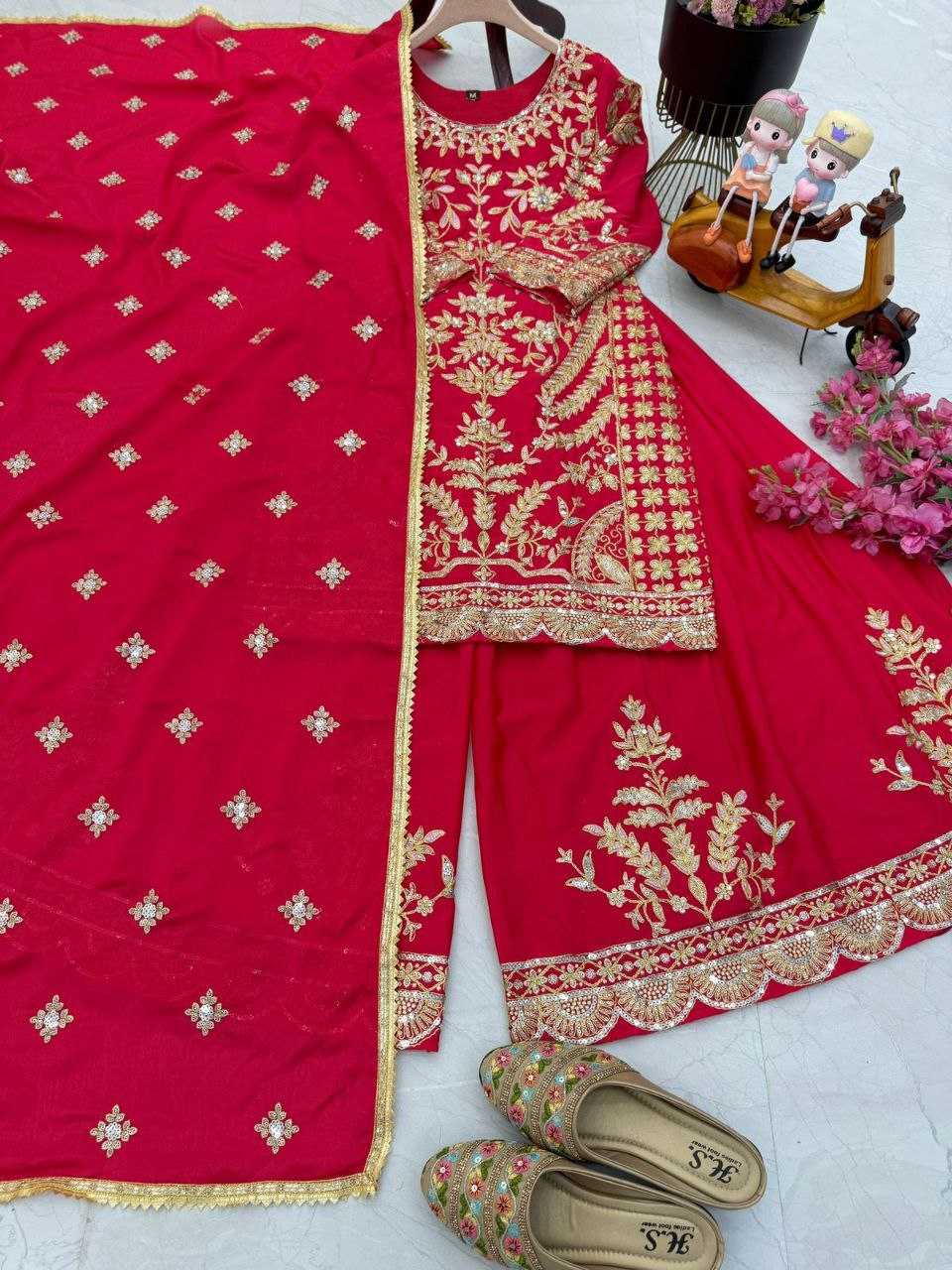 Ynf Chinon Silk KESH158 10091 Suits & Dresses Wedding Collections Festive Collections Wholesale Sharara Salwar Suits Embroidery Suits Ladies Silk Suit Manufacturer