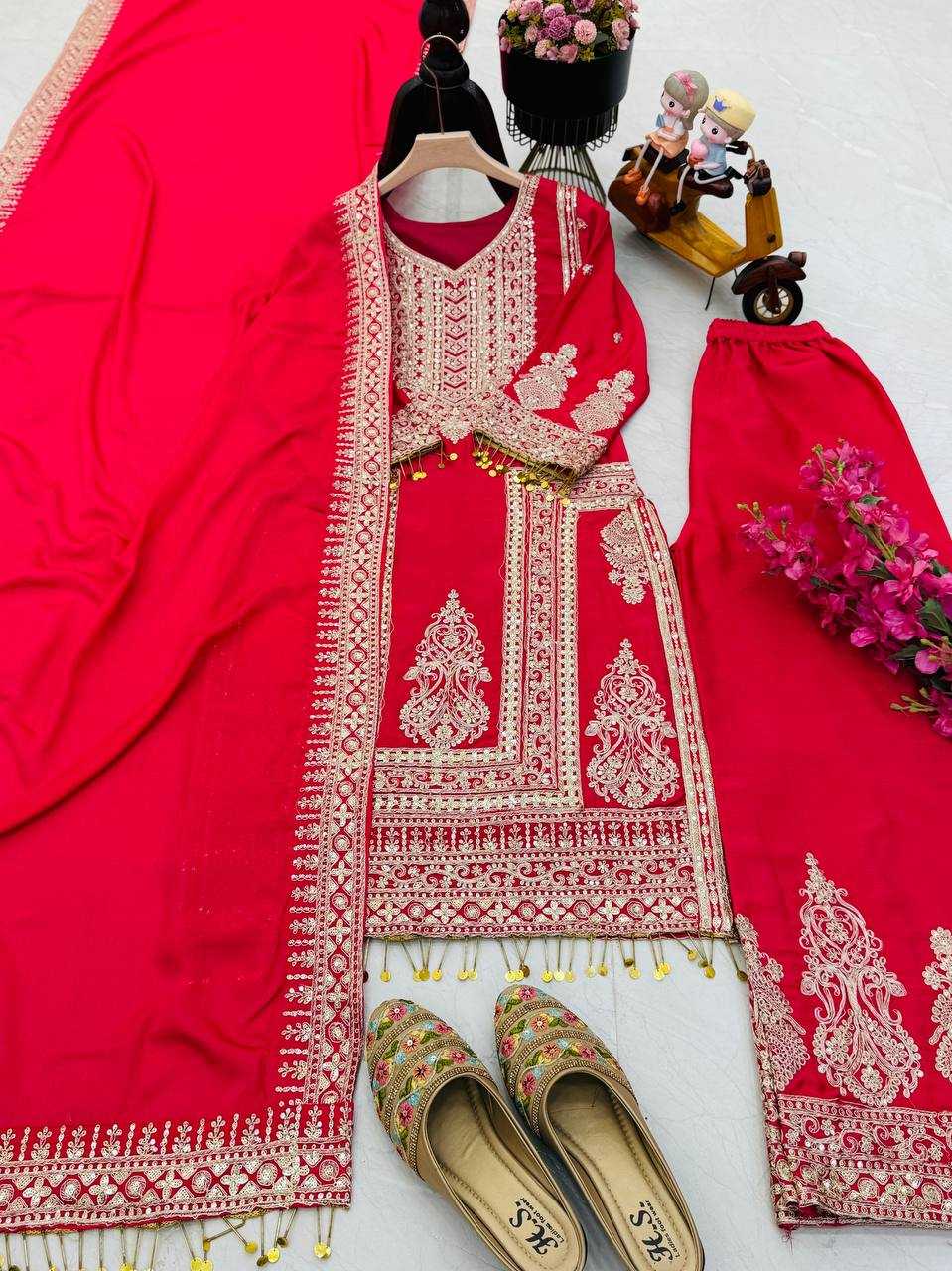 Ynf Chinon Silk KESH158 10092 Suits & Dresses Wedding Collections Festive Collections Wholesale Embroidery Suits Ladies Silk Suit Designer Suits Manufacturer