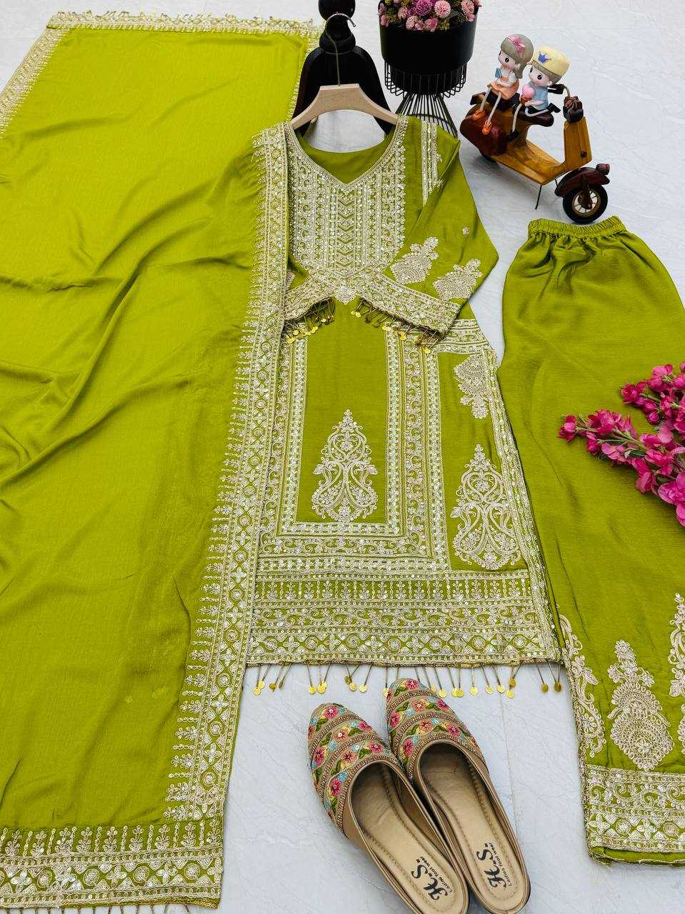 Ynf Chinon Silk KESH158 10092 Suits & Dresses Wedding Collections Festive Collections Wholesale Embroidery Suits Ladies Silk Suit Designer Suits Manufacturer