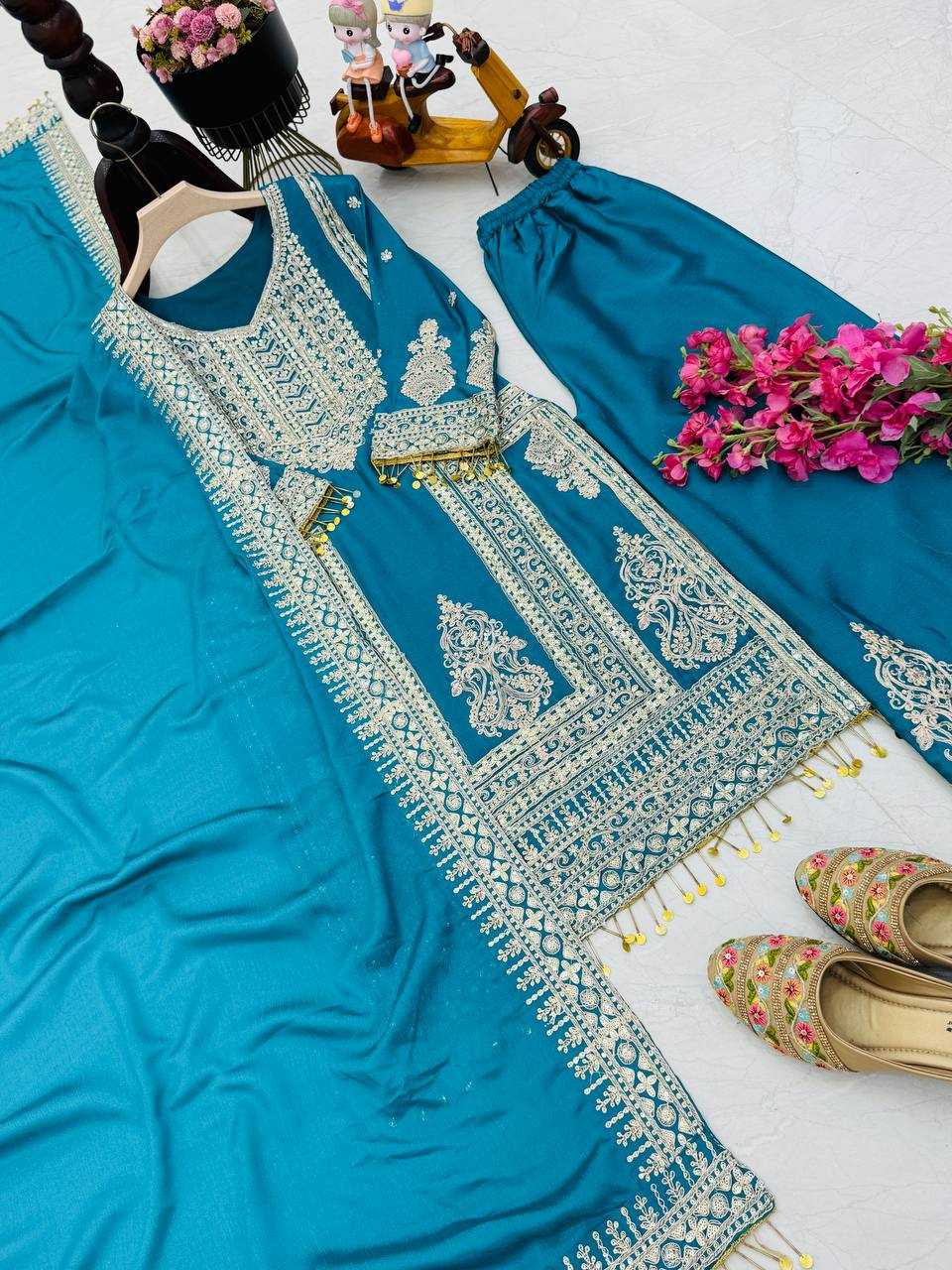 Ynf Chinon Silk KESH158 10092 Suits & Dresses Wedding Collections Festive Collections Wholesale Embroidery Suits Ladies Silk Suit Designer Suits Manufacturer