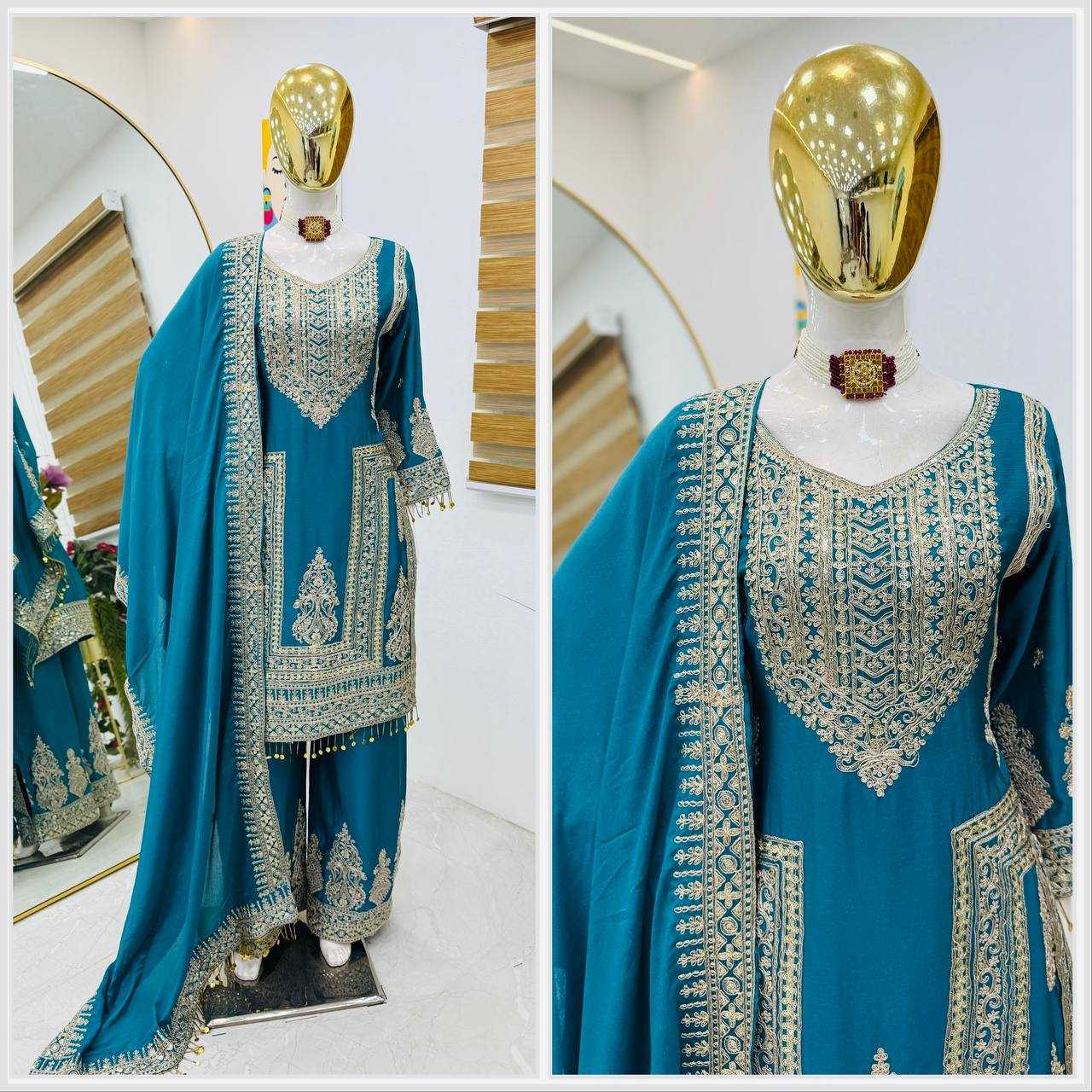 Ynf Chinon Silk KESH158 10092 Suits & Dresses Wedding Collections Festive Collections Wholesale Embroidery Suits Ladies Silk Suit Designer Suits Manufacturer