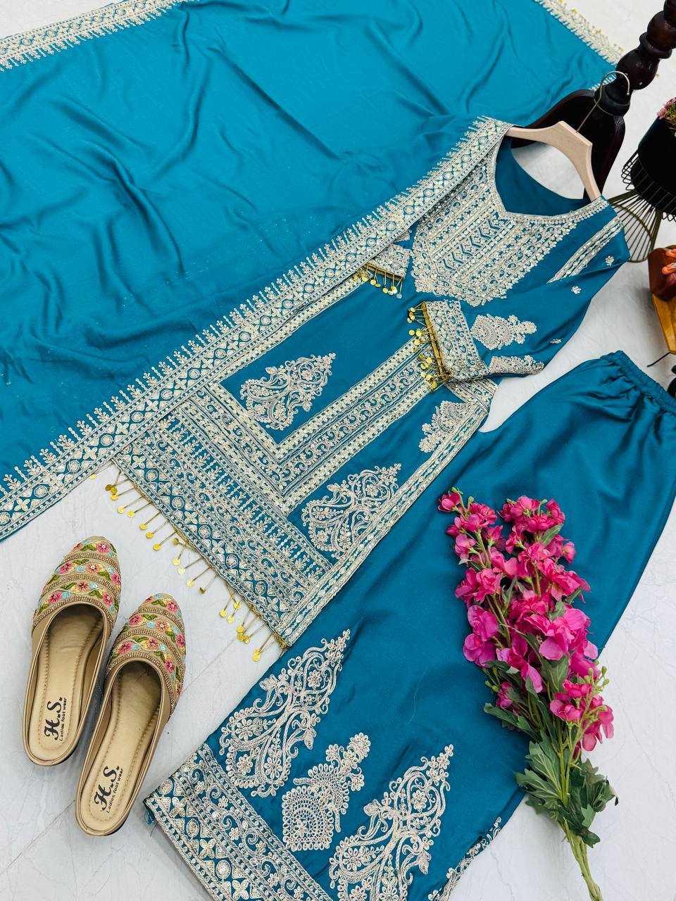 Ynf Chinon Silk KESH158 10092 Suits & Dresses Wedding Collections Festive Collections Wholesale Embroidery Suits Ladies Silk Suit Designer Suits Manufacturer