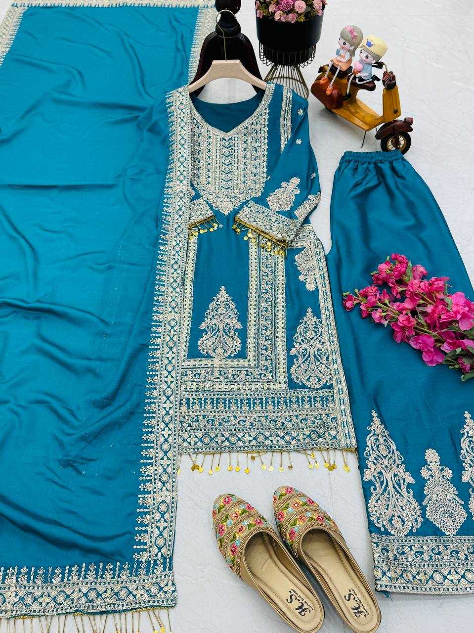 Ynf Chinon Silk KESH158 10092 Suits & Dresses Wedding Collections Festive Collections Wholesale Embroidery Suits Ladies Silk Suit Designer Suits Manufacturer