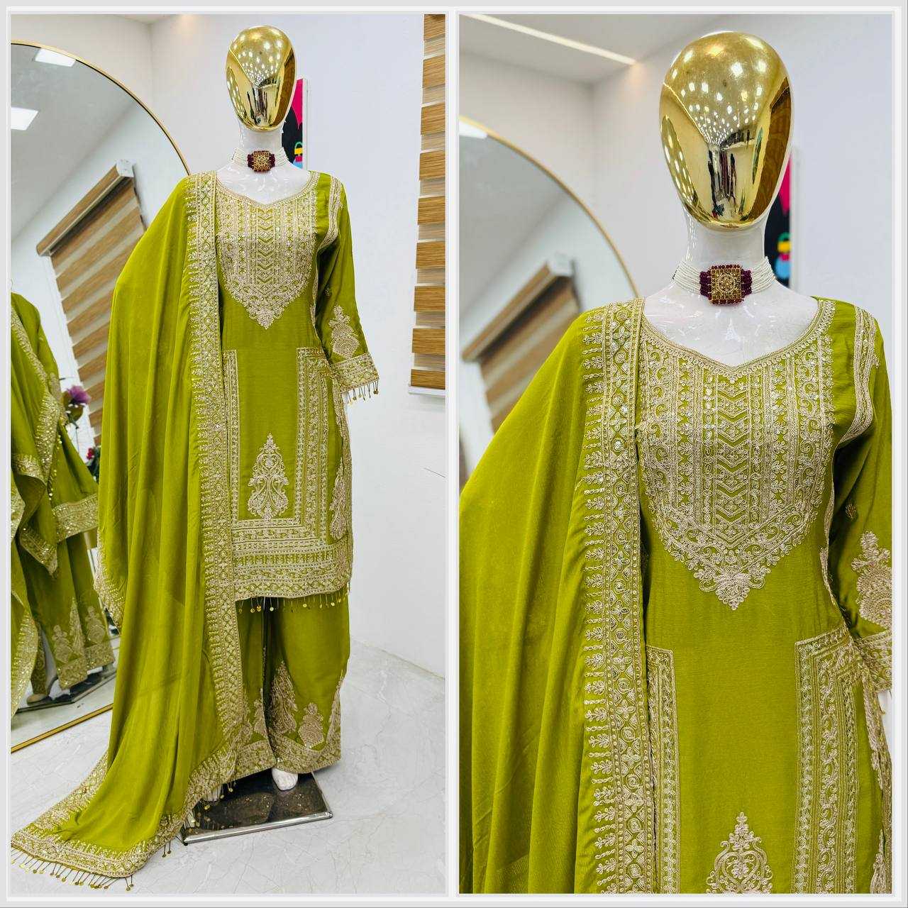 Ynf Chinon Silk KESH158 10092 Suits & Dresses Wedding Collections Festive Collections Wholesale Embroidery Suits Ladies Silk Suit Designer Suits Manufacturer