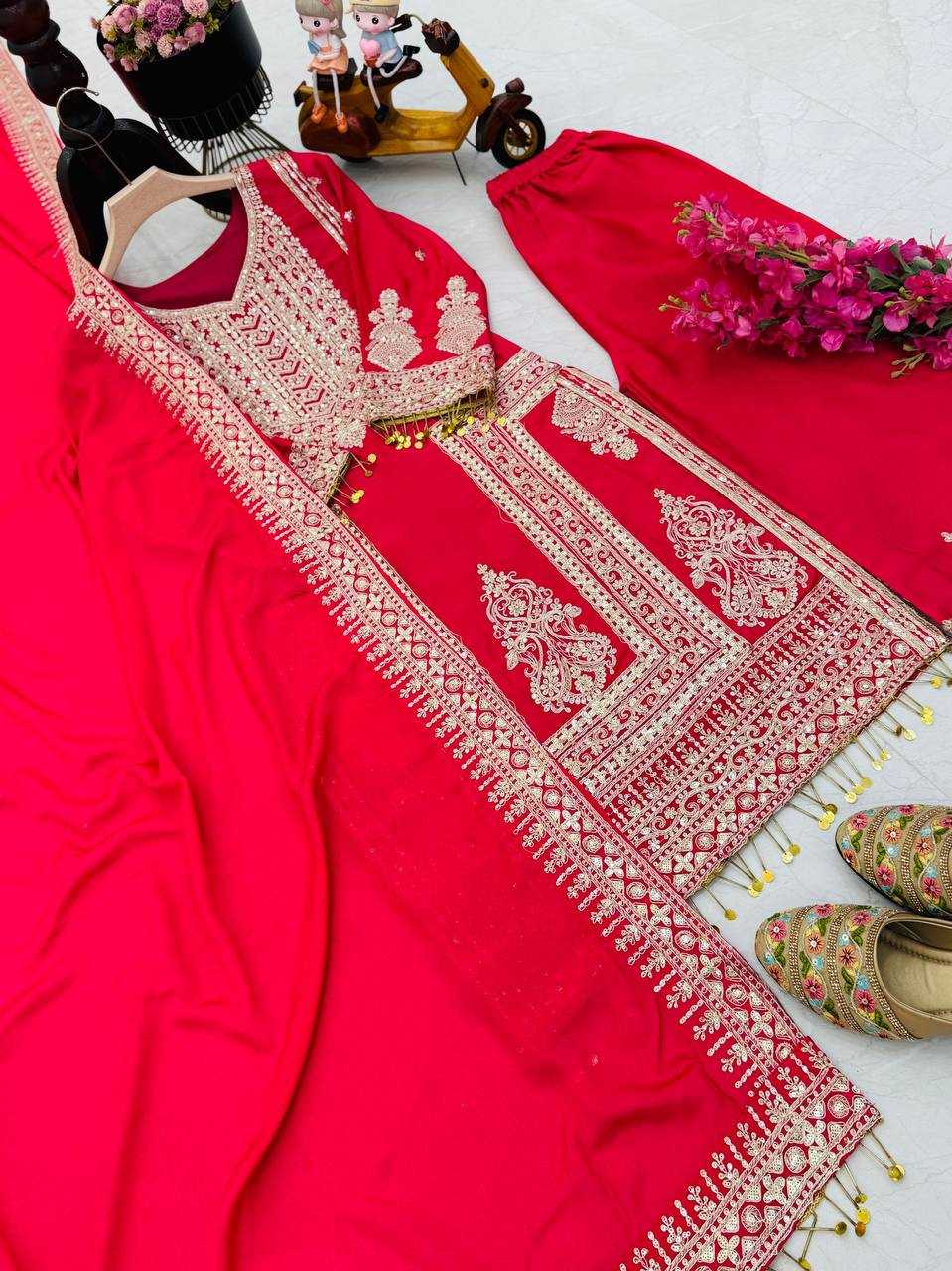 Ynf Chinon Silk KESH158 10092 Suits & Dresses Wedding Collections Festive Collections Wholesale Embroidery Suits Ladies Silk Suit Designer Suits Manufacturer