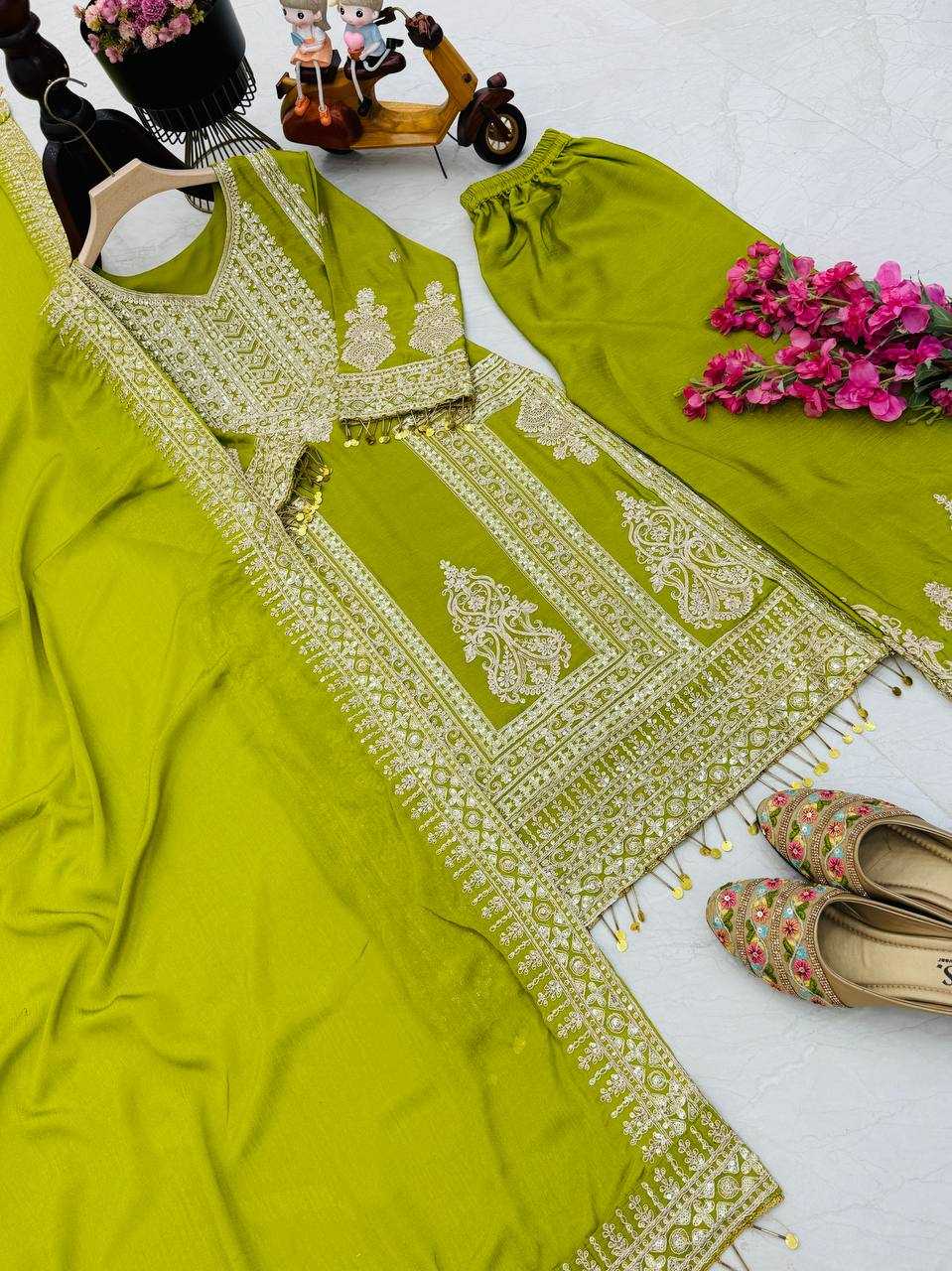 Ynf Chinon Silk KESH158 10092 Suits & Dresses Wedding Collections Festive Collections Wholesale Embroidery Suits Ladies Silk Suit Designer Suits Manufacturer