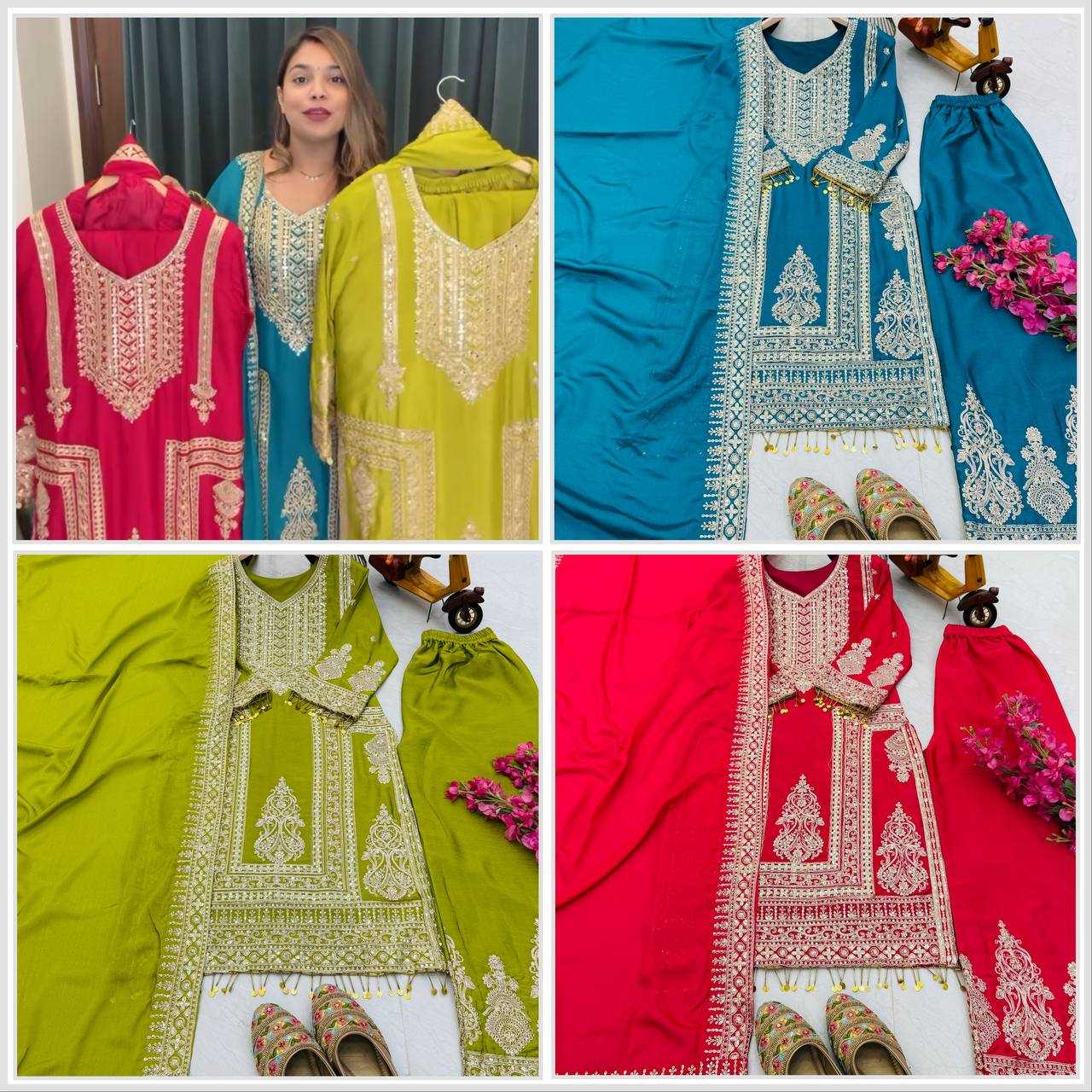 Ynf Chinon Silk KESH158 10092 Suits & Dresses Wedding Collections Festive Collections Wholesale Embroidery Suits Ladies Silk Suit Designer Suits Manufacturer