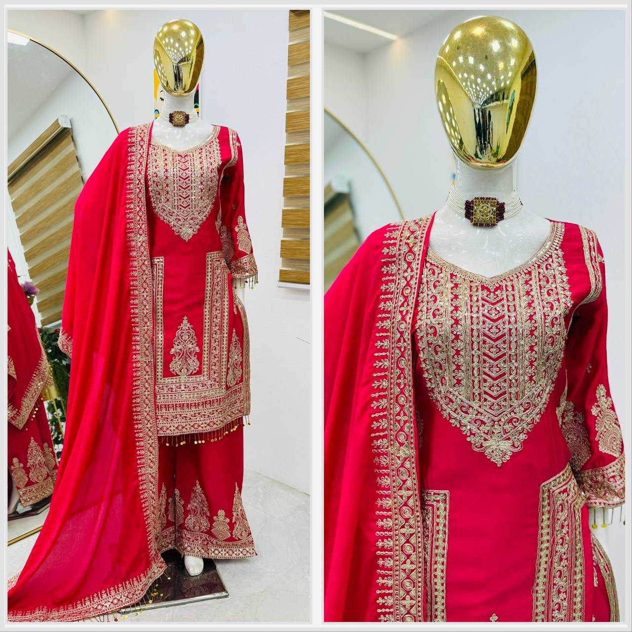 Ynf Chinon Silk KESH158 10092 Suits & Dresses Wedding Collections Festive Collections Wholesale Embroidery Suits Ladies Silk Suit Designer Suits Manufacturer