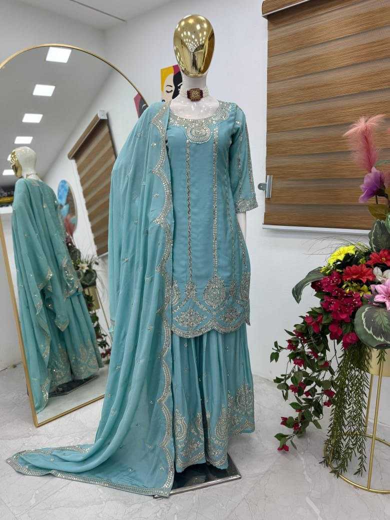 Ynf Chinon Silk KESH158 6003 Suits & Dresses Wedding Collections Festive Collections Wholesale Palazzo Suit Ladies Silk Suit Party wear suits Manufacturer