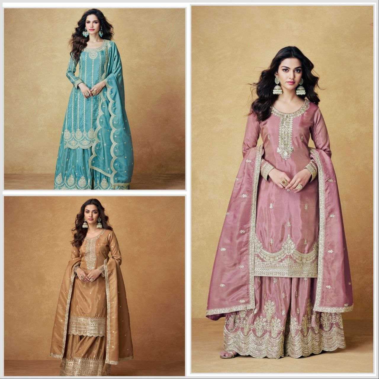 Ynf Chinon Silk KESH158 6003 Suits & Dresses Wedding Collections Festive Collections Wholesale Palazzo Suit Ladies Silk Suit Party wear suits Manufacturer