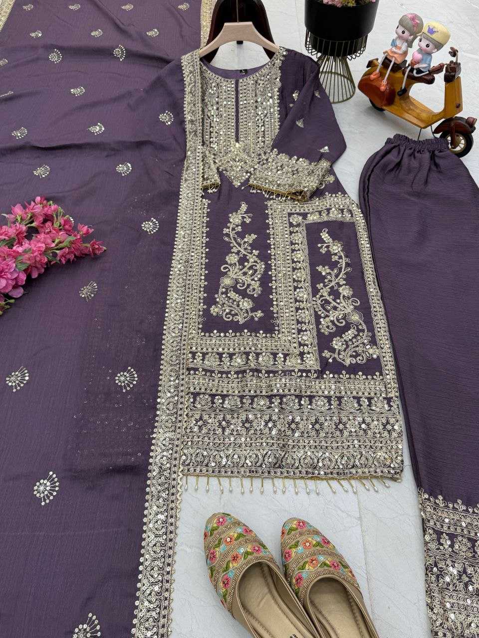 Ynf Chinon Silk KESH158 8996 Suits & Dresses Wedding Collections Festive Collections Wholesale Ladies Silk Suit Designer Suits Wedding Outfits Manufacturer