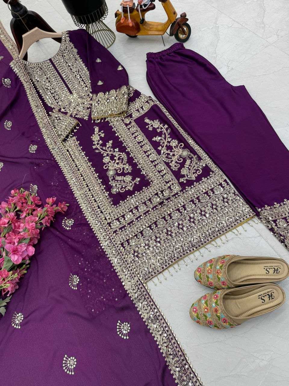 Ynf Chinon Silk KESH158 8996 Suits & Dresses Wedding Collections Festive Collections Wholesale Ladies Silk Suit Designer Suits Wedding Outfits Manufacturer