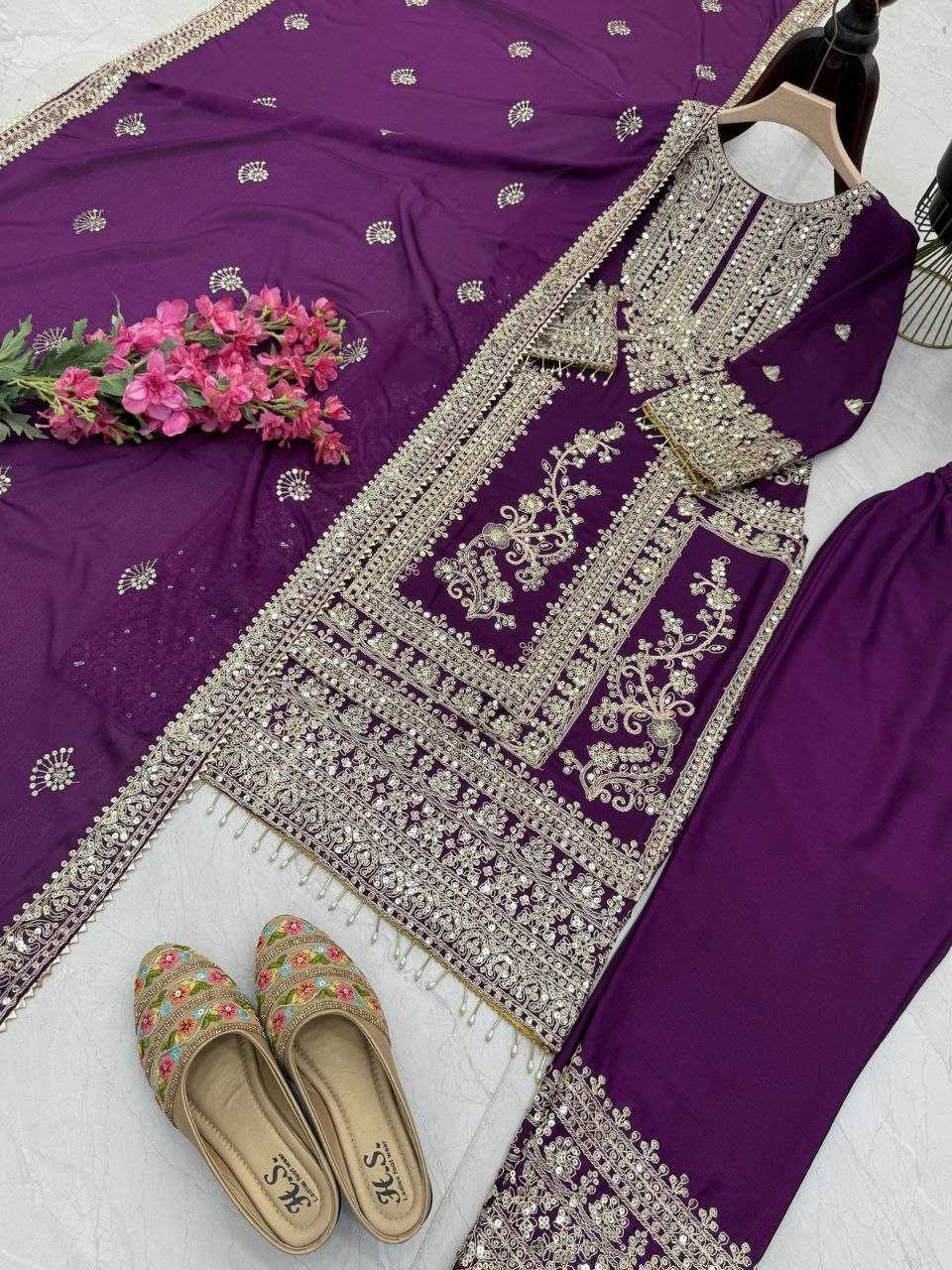 Ynf Chinon Silk KESH158 8996 Suits & Dresses Wedding Collections Festive Collections Wholesale Ladies Silk Suit Designer Suits Wedding Outfits Manufacturer