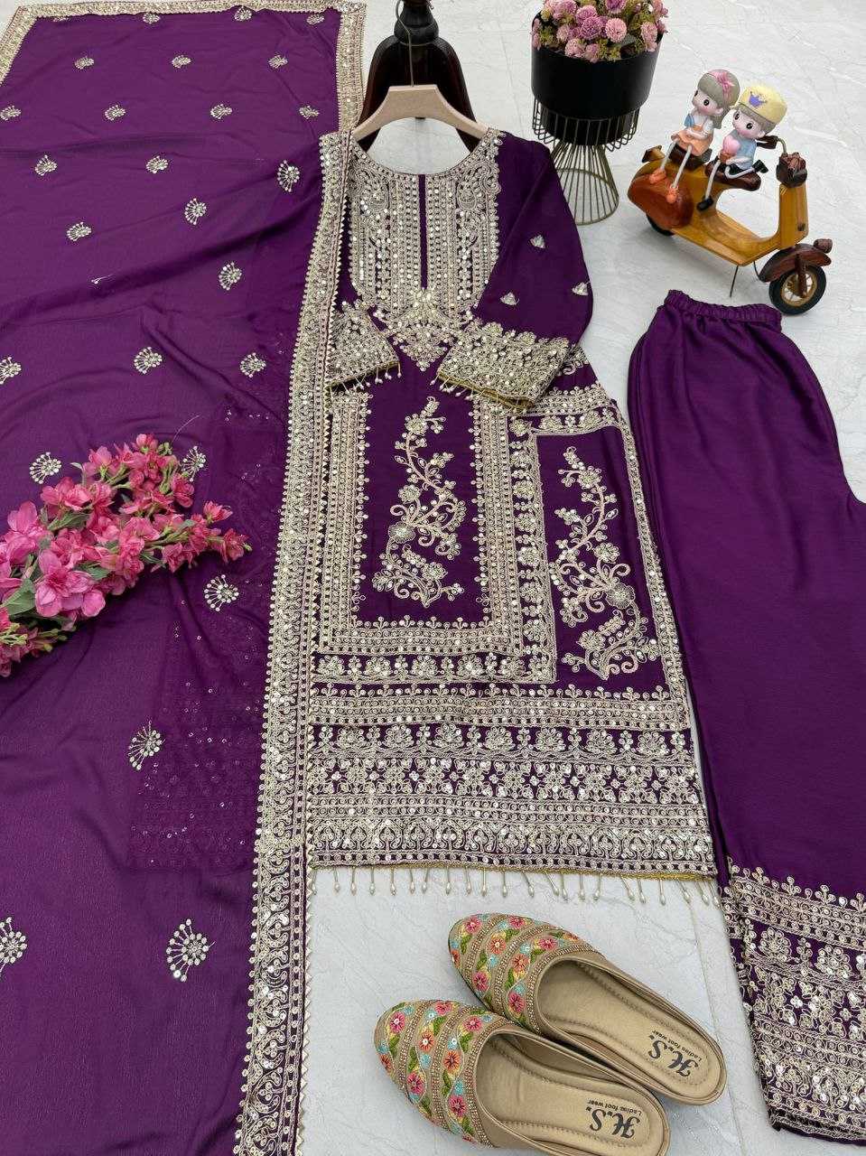 Ynf Chinon Silk KESH158 8996 Suits & Dresses Wedding Collections Festive Collections Wholesale Ladies Silk Suit Designer Suits Wedding Outfits Manufacturer