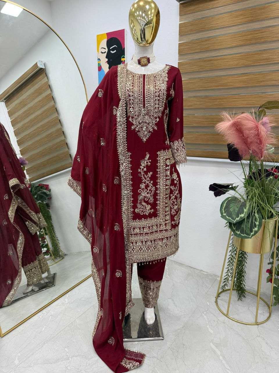 Ynf Chinon Silk KESH158 8996 Suits & Dresses Wedding Collections Festive Collections Wholesale Ladies Silk Suit Designer Suits Wedding Outfits Manufacturer