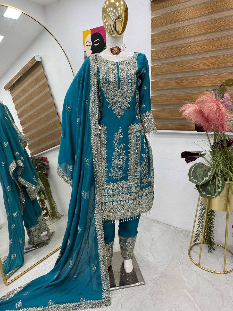 Ynf Chinon Silk KESH158 8996 Suits & Dresses Wedding Collections Festive Collections Wholesale Ladies Silk Suit Designer Suits Wedding Outfits Manufacturer