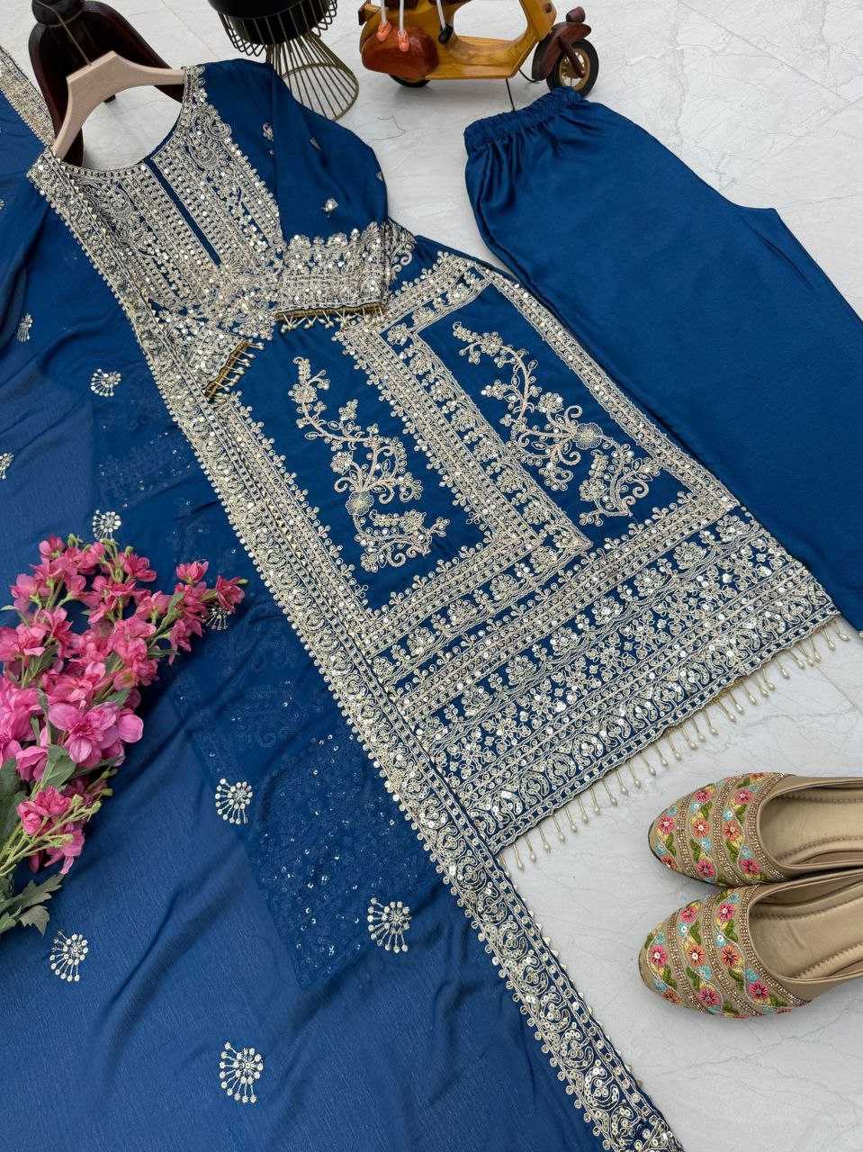 Ynf Chinon Silk KESH158 8996 Suits & Dresses Wedding Collections Festive Collections Wholesale Ladies Silk Suit Designer Suits Wedding Outfits Manufacturer