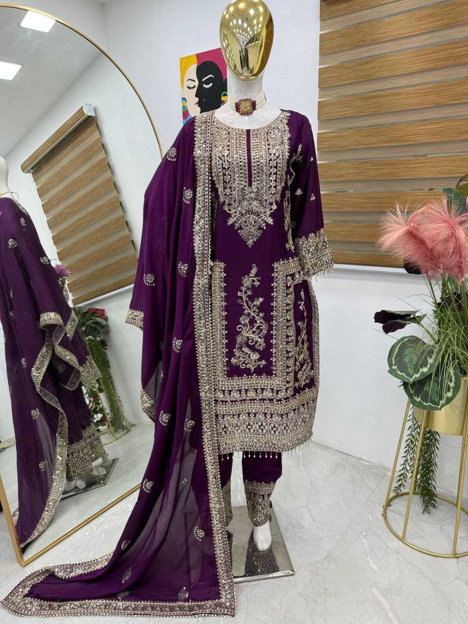 Ynf Chinon Silk KESH158 8996 Suits & Dresses Wedding Collections Festive Collections Wholesale Ladies Silk Suit Designer Suits Wedding Outfits Manufacturer