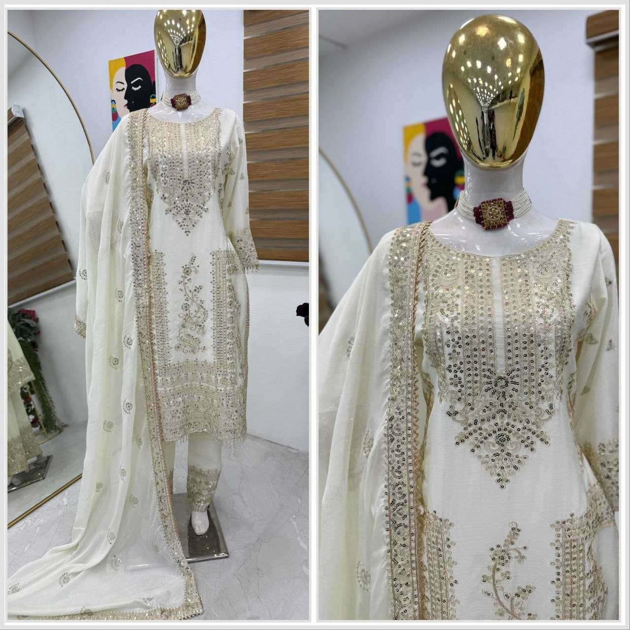 Ynf Chinon Silk KESH158 8996 Suits & Dresses Wedding Collections Festive Collections Wholesale Ladies Silk Suit Designer Suits Wedding Outfits Manufacturer
