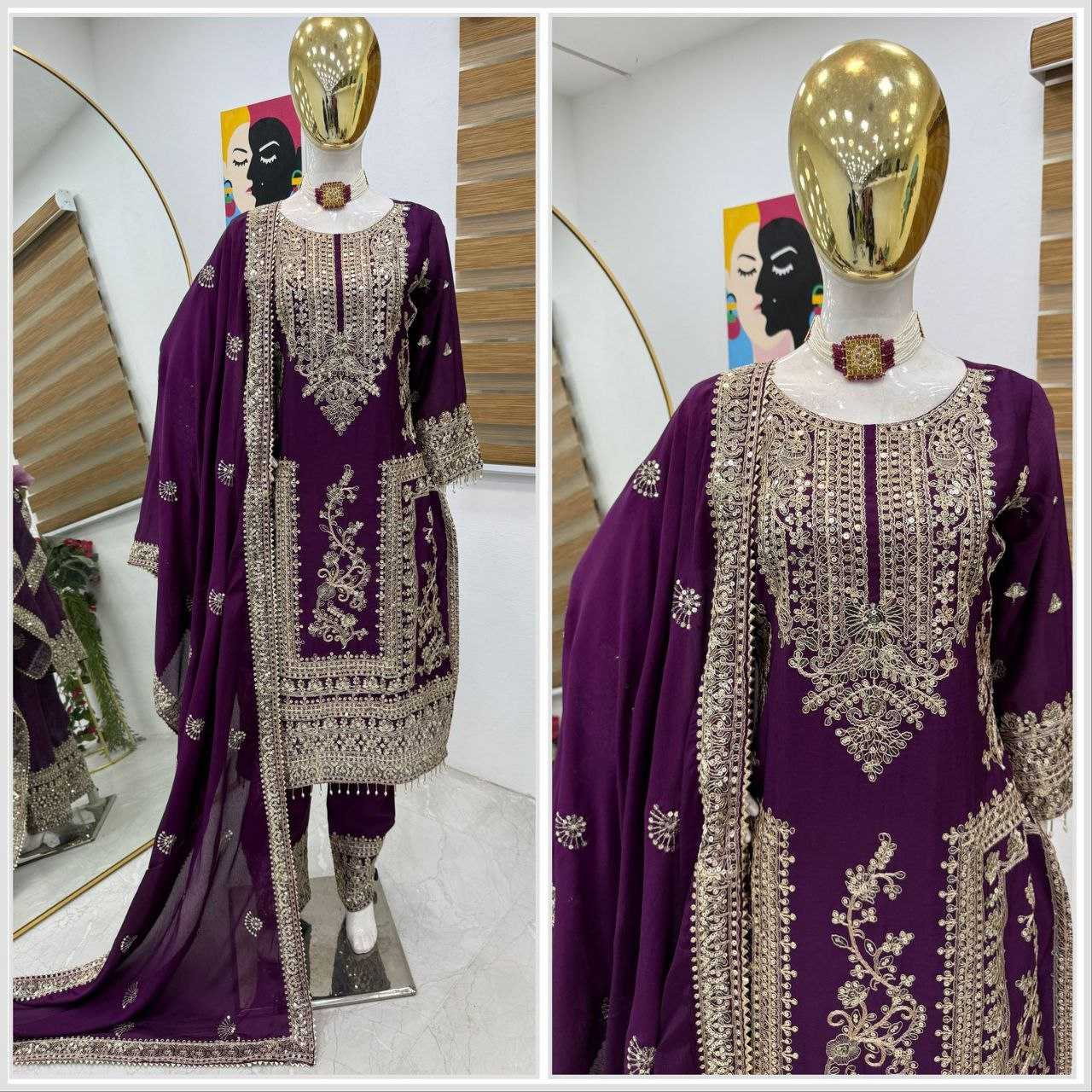 Ynf Chinon Silk KESH158 8996 Suits & Dresses Wedding Collections Festive Collections Wholesale Ladies Silk Suit Designer Suits Wedding Outfits Manufacturer