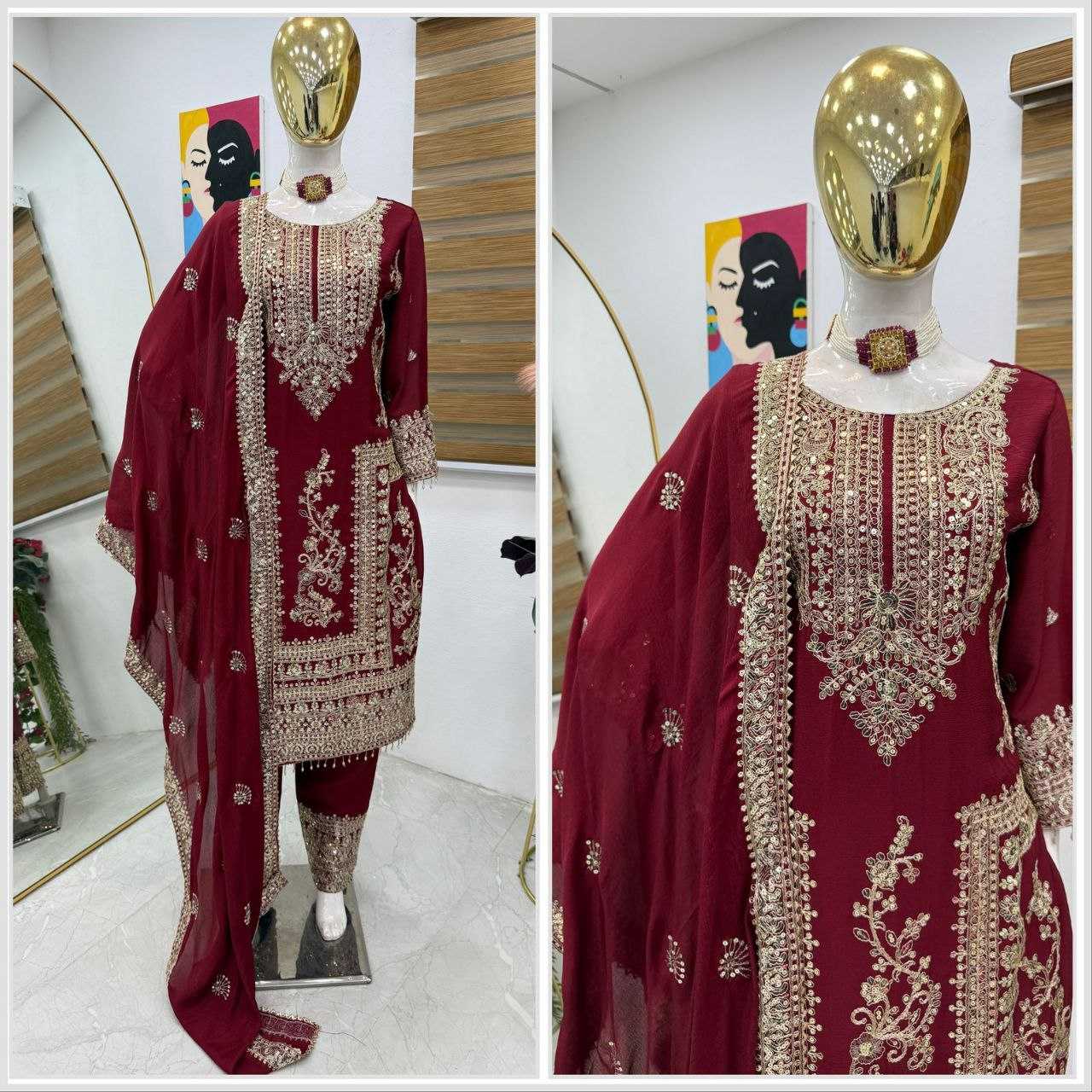 Ynf Chinon Silk KESH158 8996 Suits & Dresses Wedding Collections Festive Collections Wholesale Ladies Silk Suit Designer Suits Wedding Outfits Manufacturer