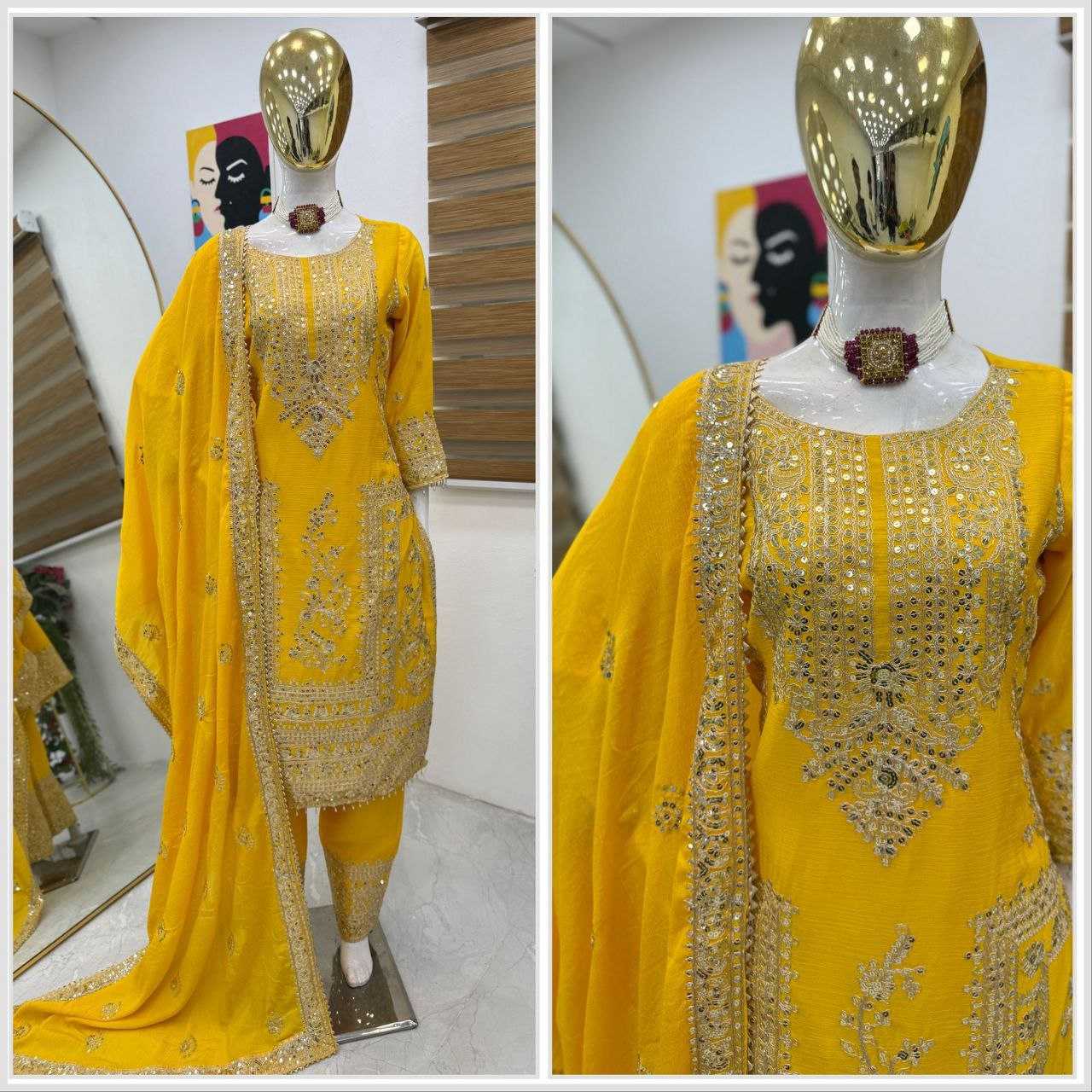 Ynf Chinon Silk KESH158 8996 Suits & Dresses Wedding Collections Festive Collections Wholesale Ladies Silk Suit Designer Suits Wedding Outfits Manufacturer
