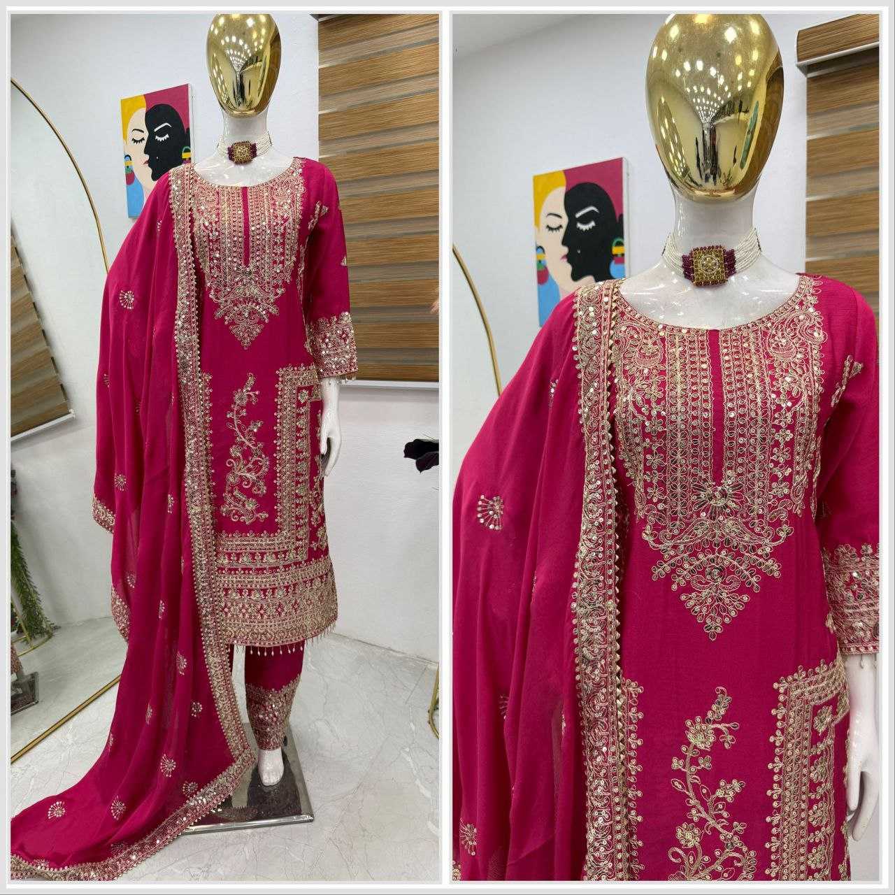 Ynf Chinon Silk KESH158 8996 Suits & Dresses Wedding Collections Festive Collections Wholesale Ladies Silk Suit Designer Suits Wedding Outfits Manufacturer